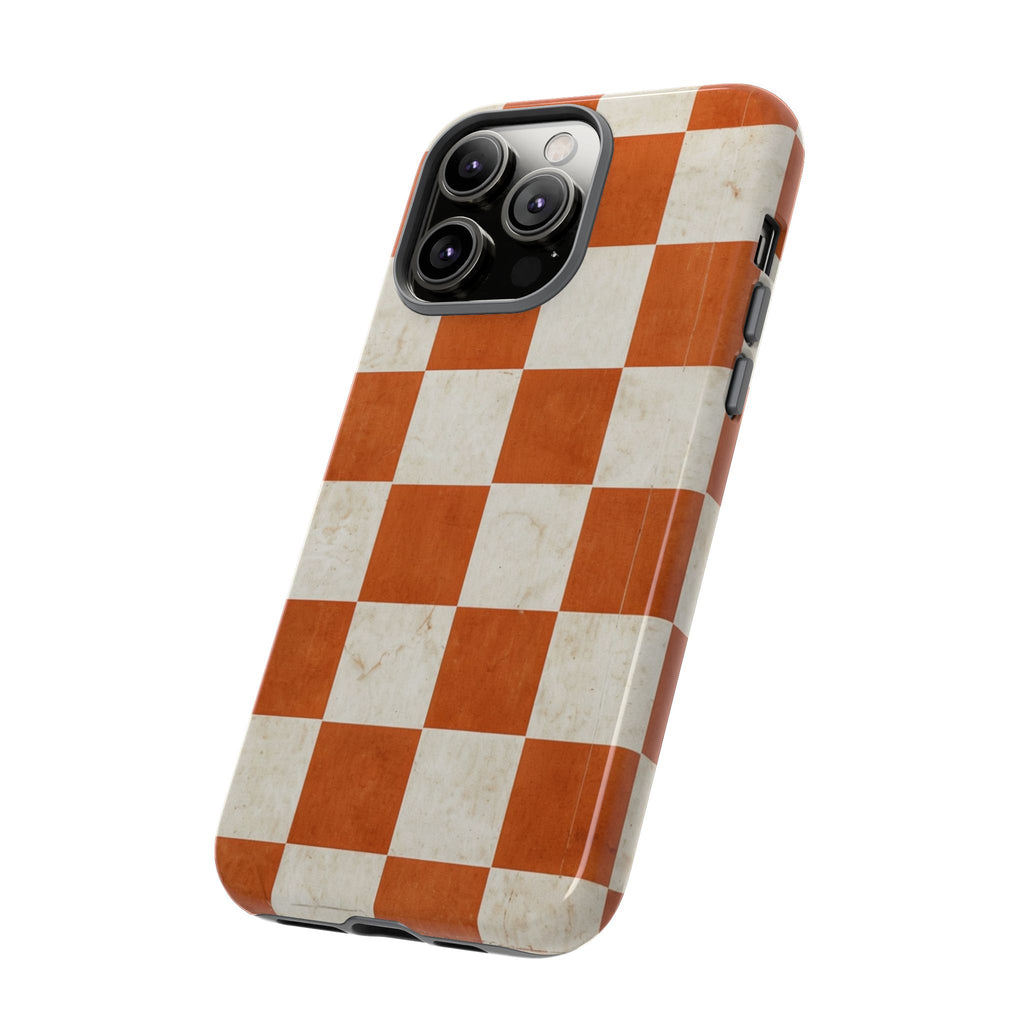 Vintage Orange Checkerboard Tough Phone Case
