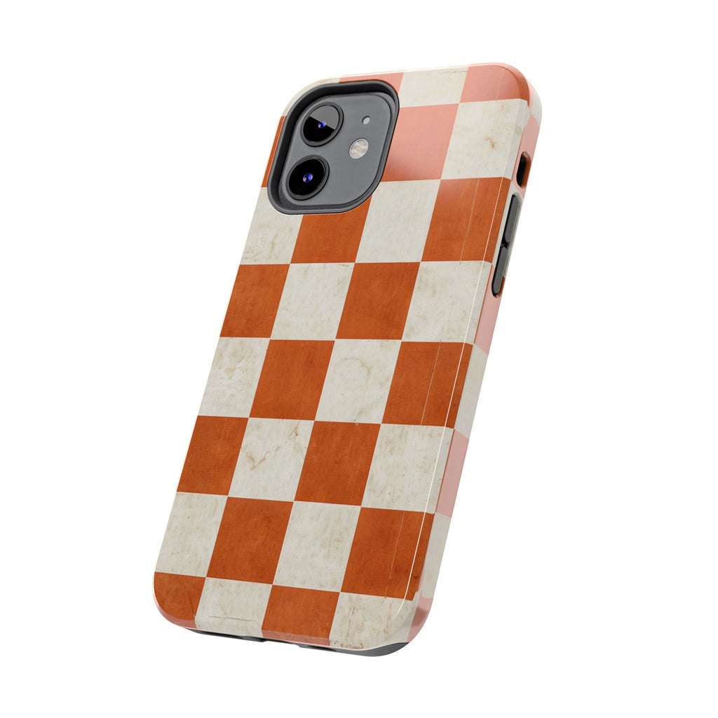 Orange and Cream Checkerboard Tough Phone Case