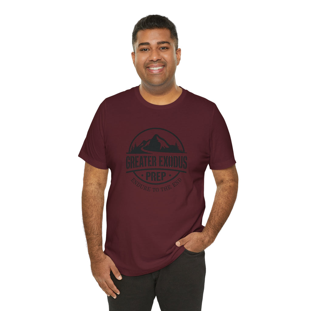 Greater Exodus Prep T-Shirt — Mountain Logo “Endure to the End” Adventure Tee