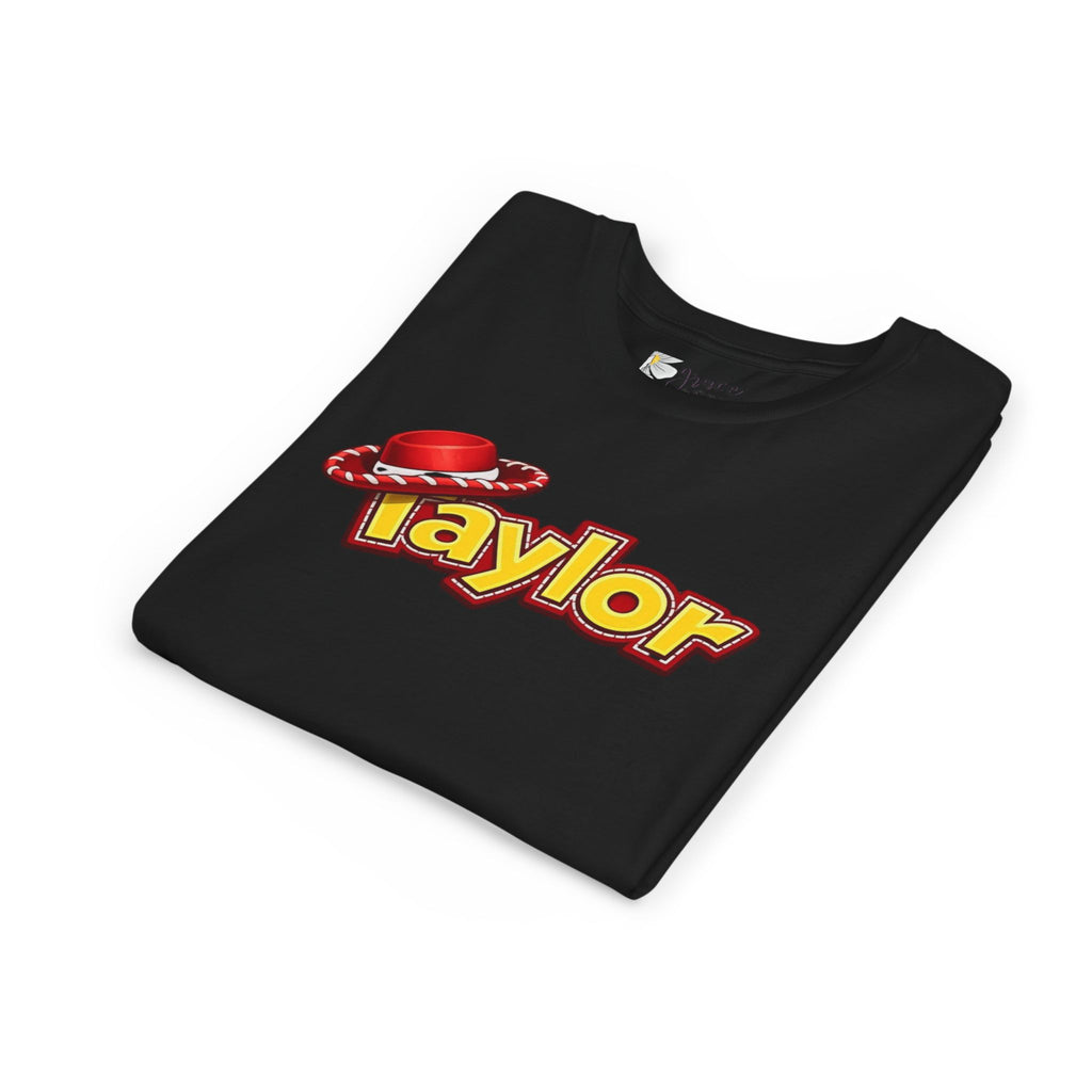 Taylor Kids Tee — Playful Name Shirt with Cowboy Hat Graphic