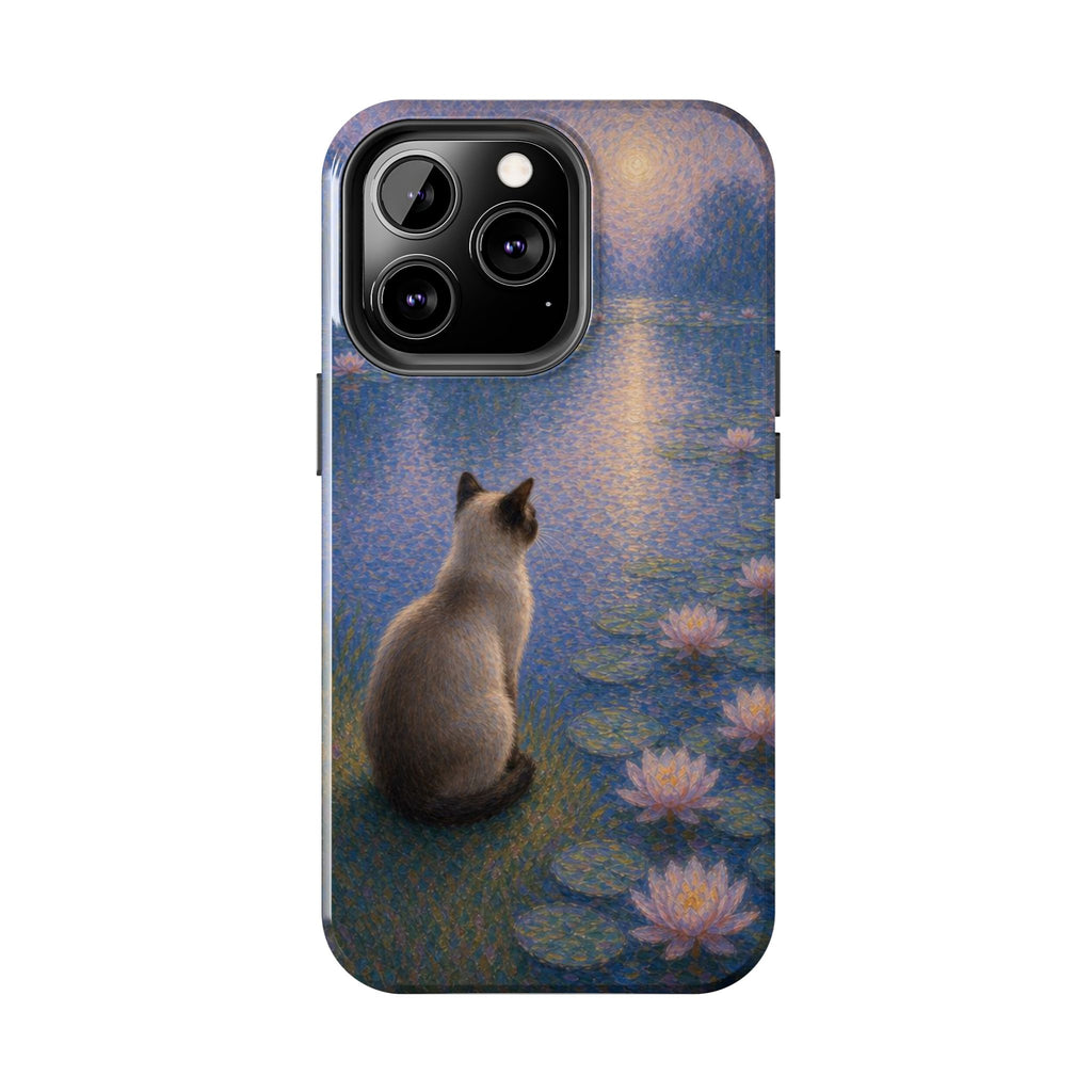Siamese Cat by Moonlight Tough Phone Case – Waterlily Dream Protective Cover