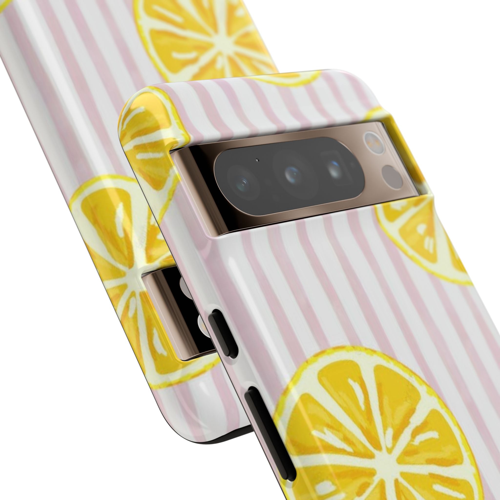Lemon Slices Tough Case — Cute Pink Stripe Phone Cover