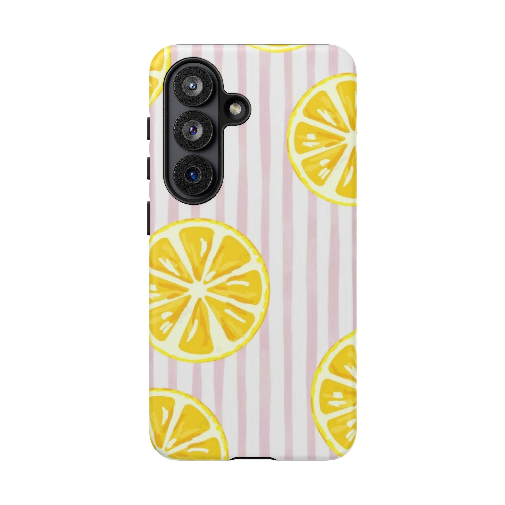 Lemon Slices Tough Case — Cute Pink Stripe Phone Cover