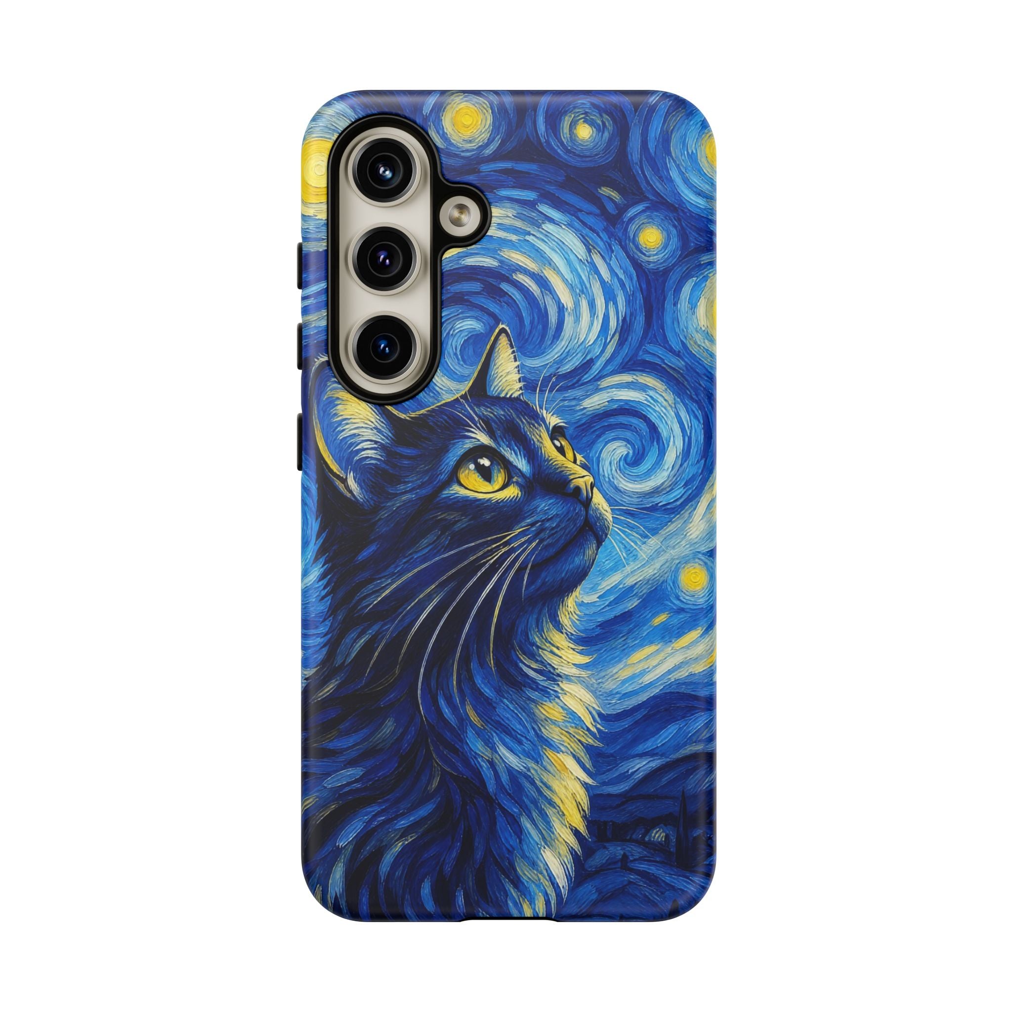 Starry Night Cat Phone Case — Van GoghStyle Blue Galaxy iPhone Cover