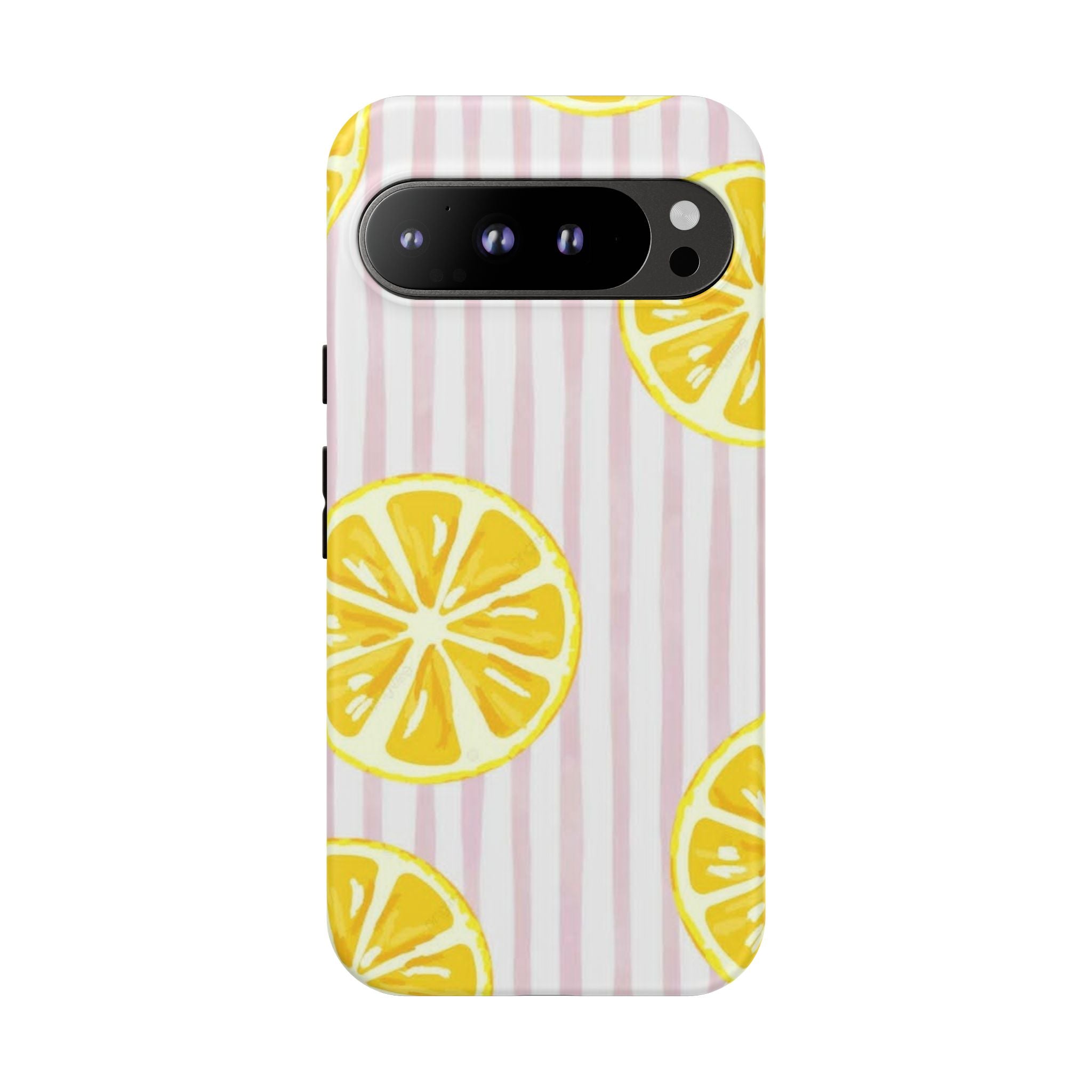 Lemon Slices Tough Case — Cute Pink Stripe Phone Cover