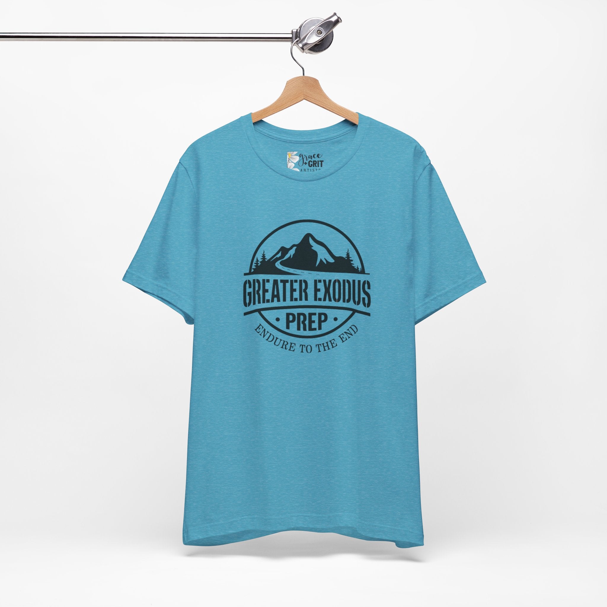 Greater Exodus Prep T-Shirt — Mountain Logo “Endure to the End” Adventure Tee