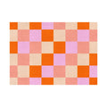 Retro Pink Orange Checkerboard Area Rug