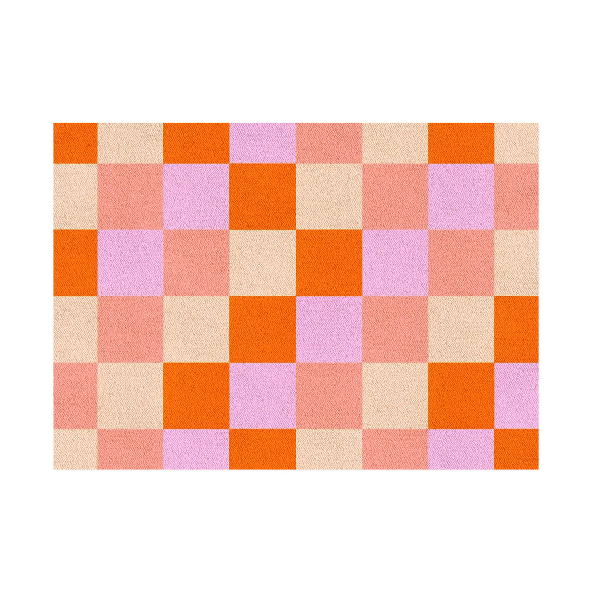 Retro Pink Orange Checkerboard Area Rug