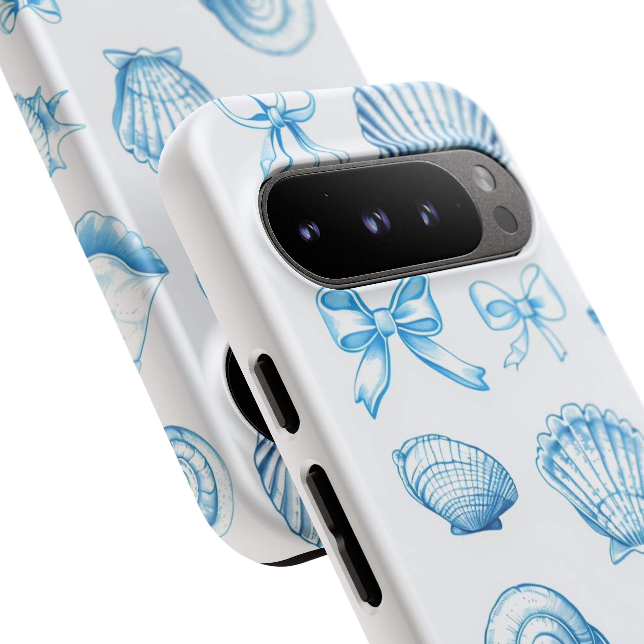 Seaside Shells Phone Case — Blue Nautical Shell & Starfish Pattern