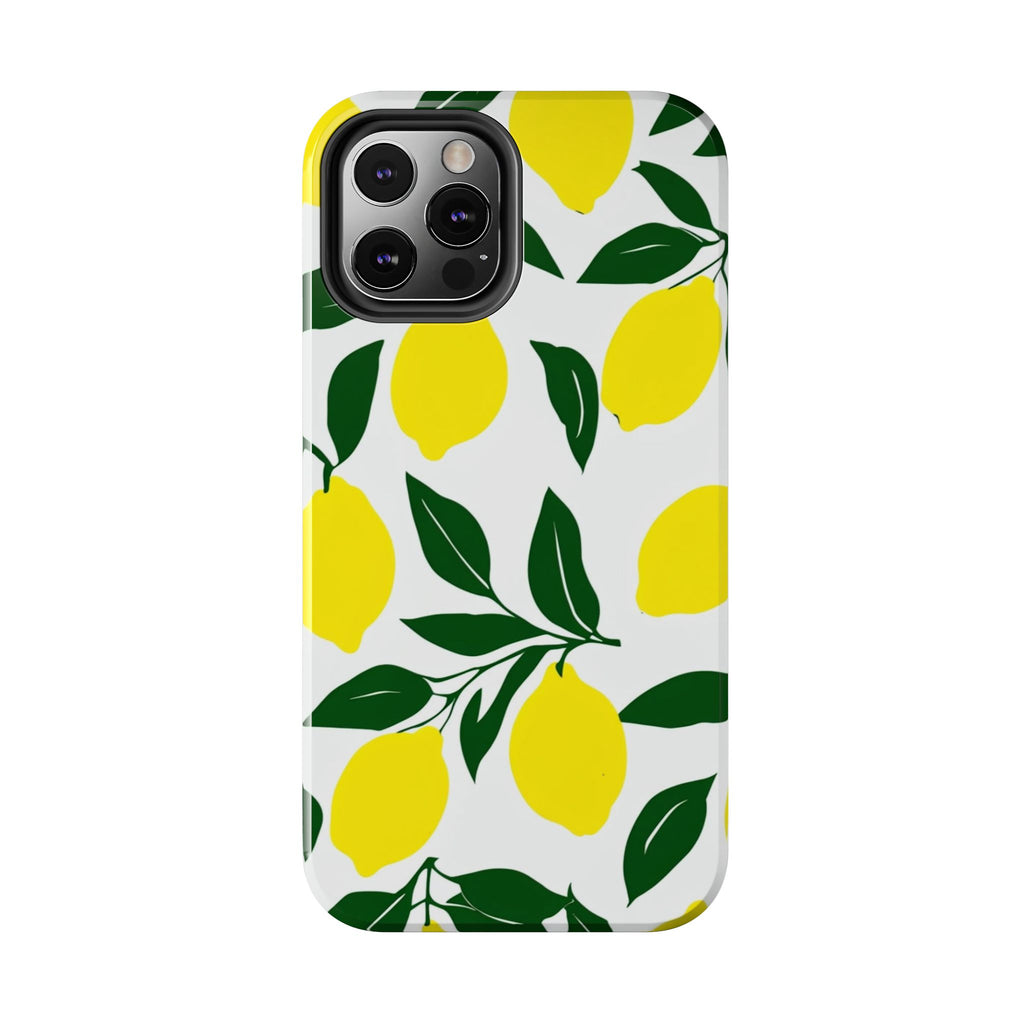 Lemon Pattern Tough Phone Case — Bright Citrus Protective Phone Cover