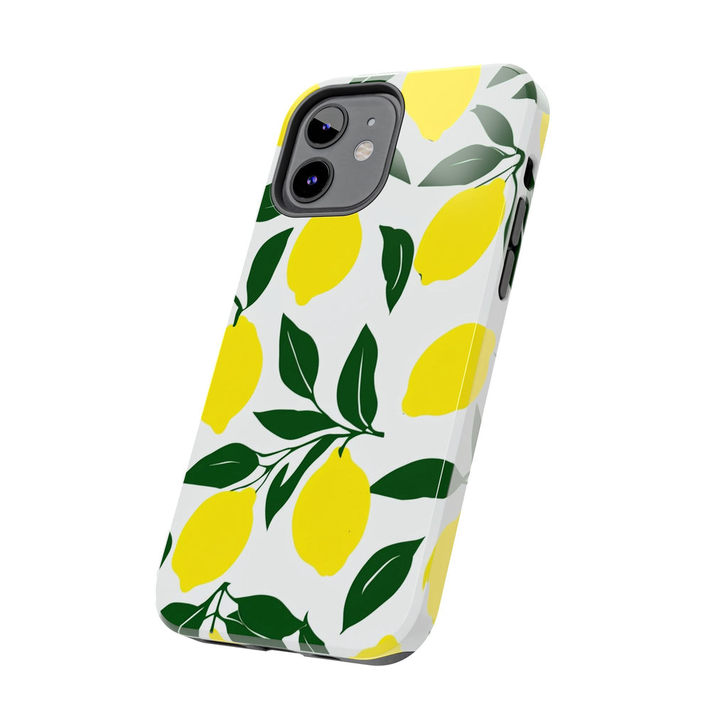 Lemon Pattern Tough Phone Case — Bright Citrus Protective Phone Cover