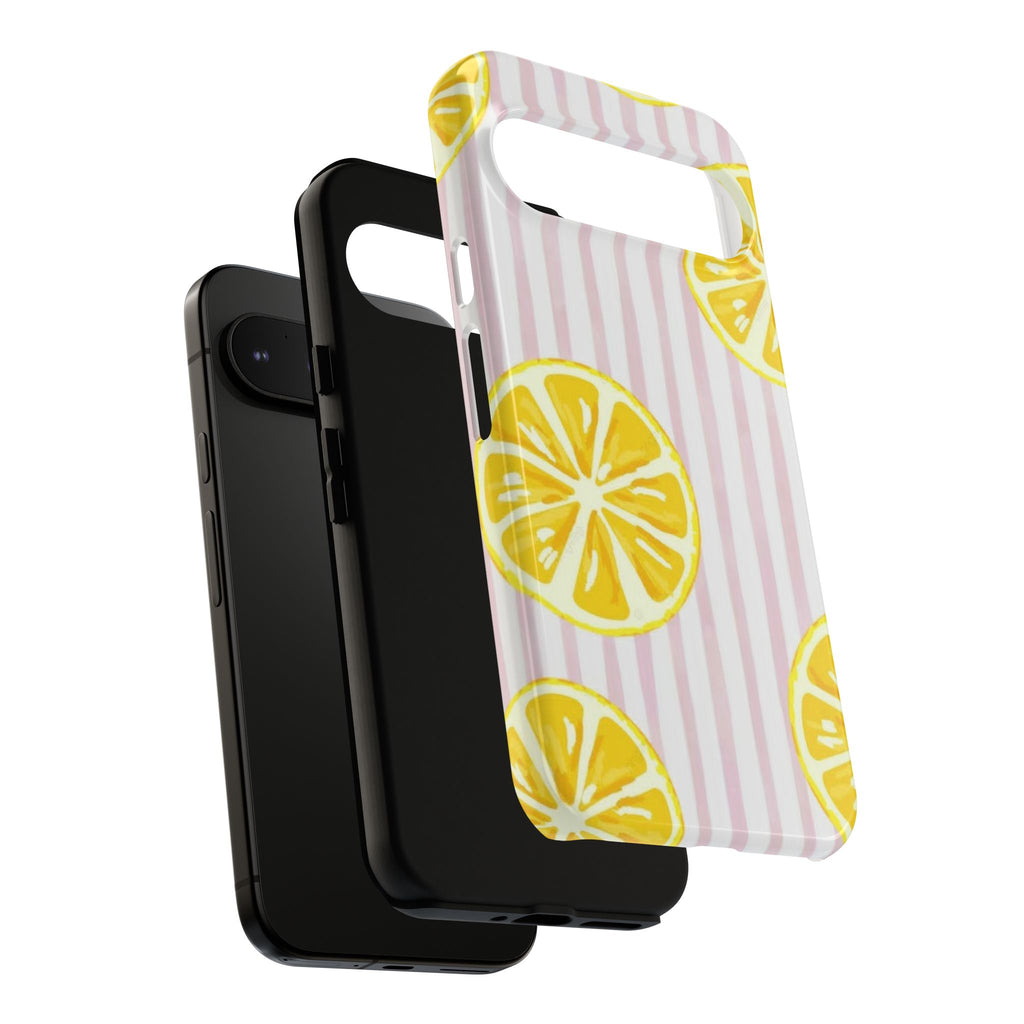Lemon Slices Tough Case — Cute Pink Stripe Phone Cover