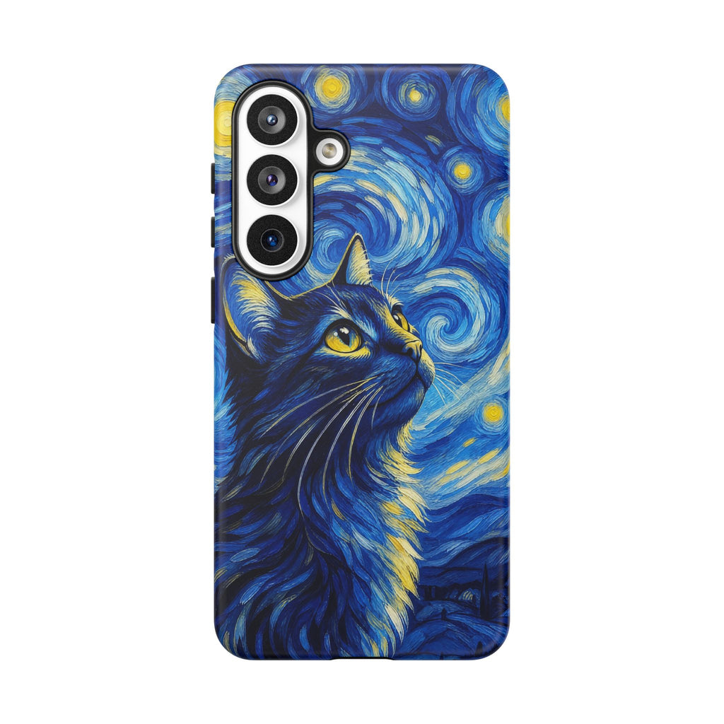 Starry Night Cat Phone Case — Van GoghStyle Blue Galaxy iPhone Cover