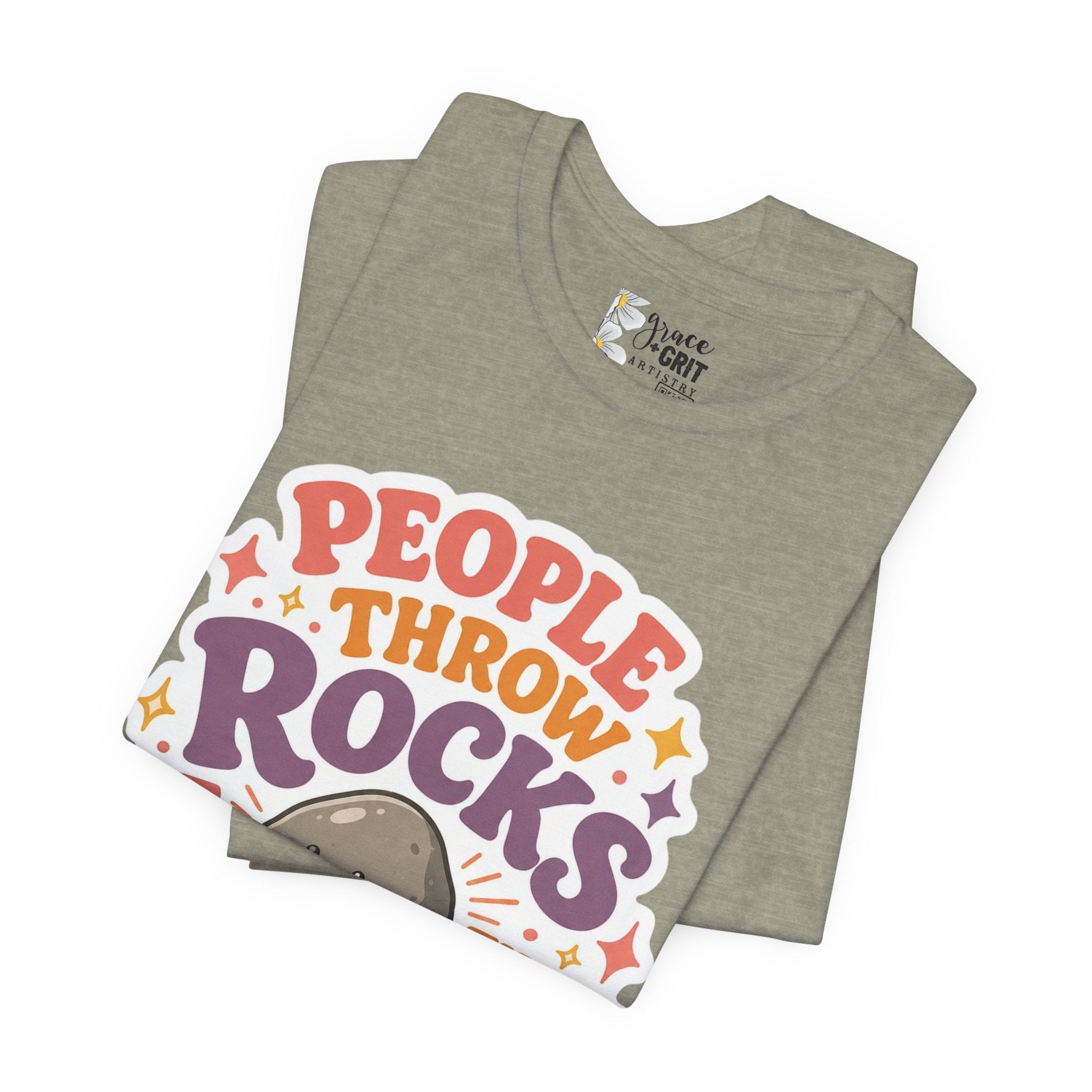 People Throw Rocks at Things That Shine T-Shirt | Cute Rock Illustration