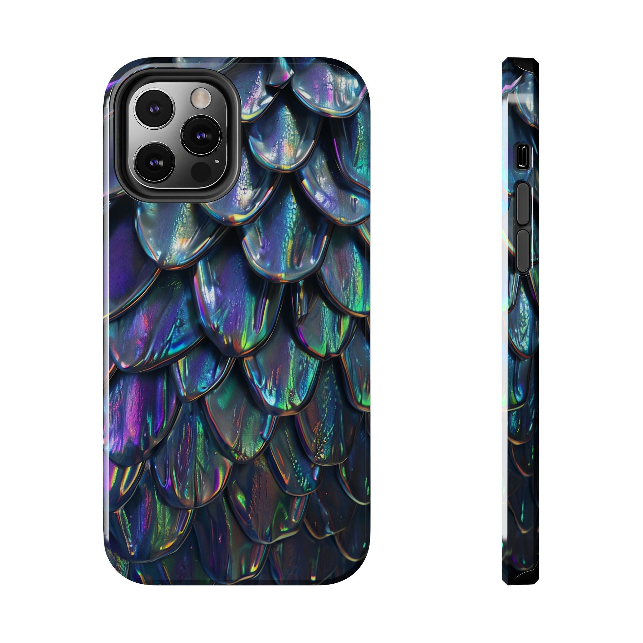 Holographic Mermaid Scale Tough Phone Case — Iridescent Protective Phone Cover