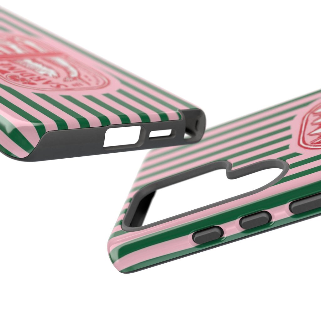 Sardine Stripe Phone Case — Retro Pink & Green Nautical Protection