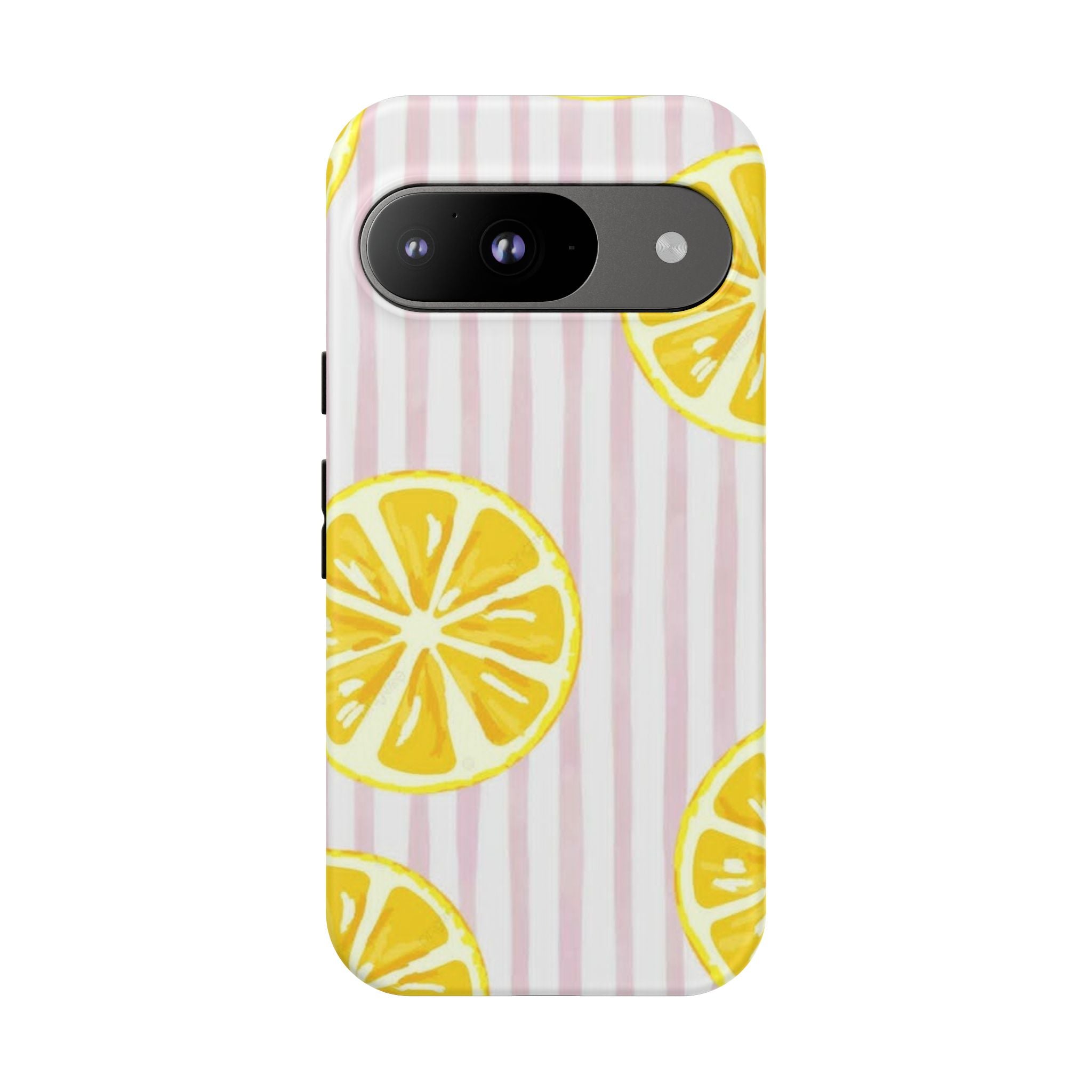 Lemon Slices Tough Case — Cute Pink Stripe Phone Cover