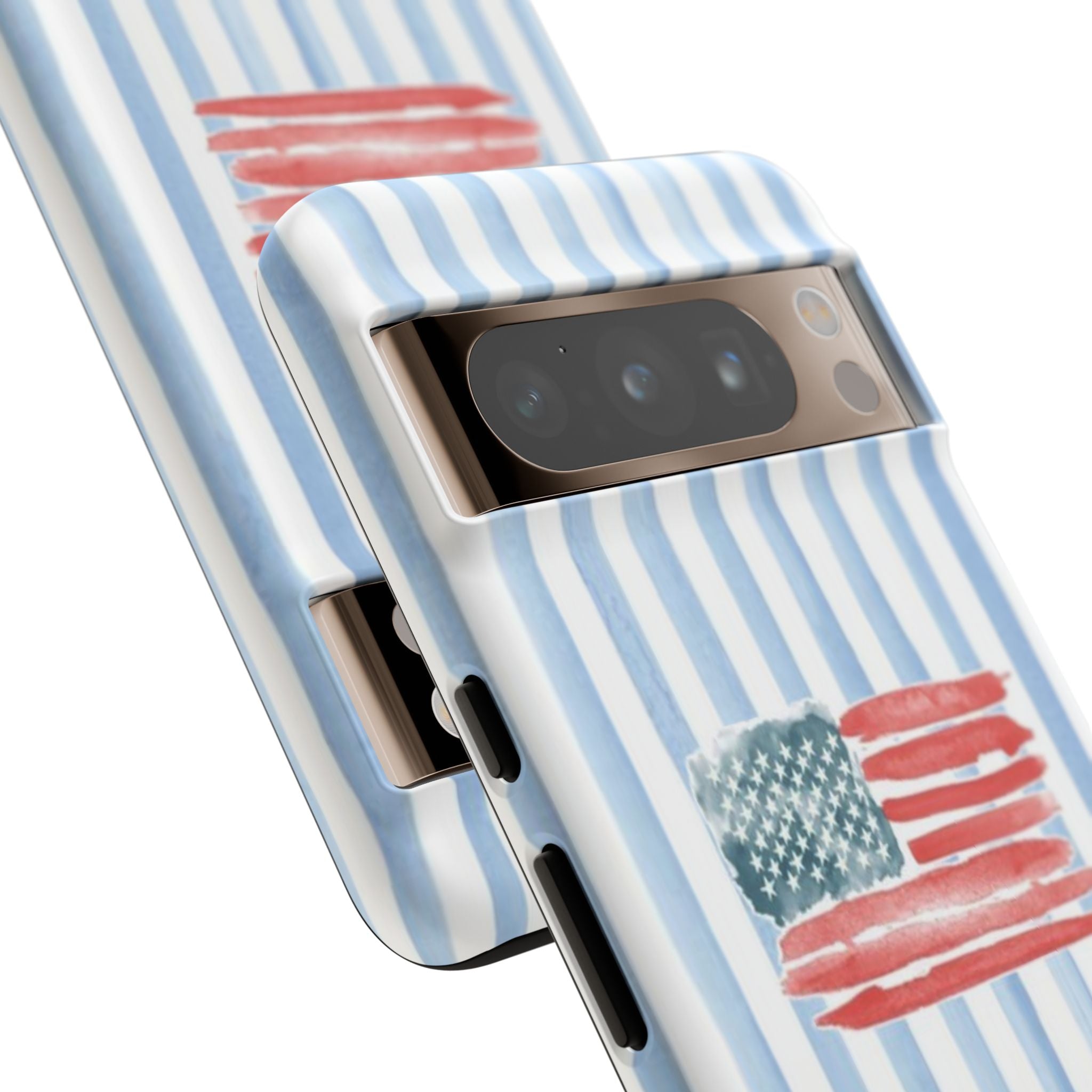 American Flag Watercolor Phone Case - Blue Stripe Tough Case