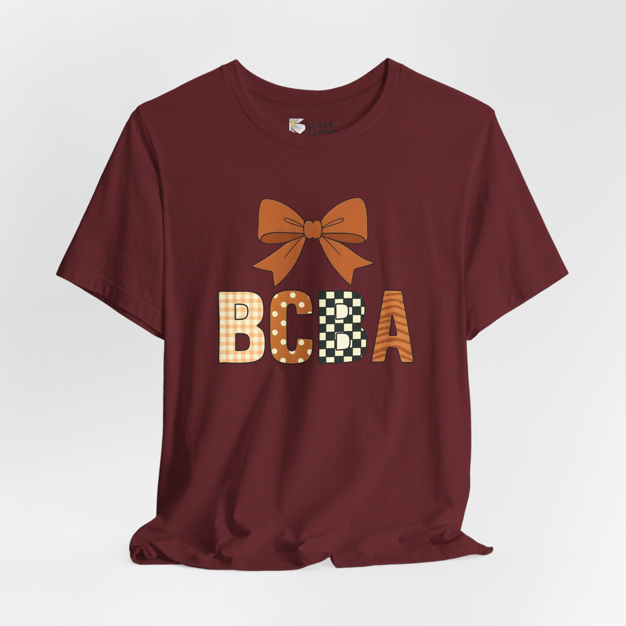 Fall Bow 'BCCA' Graphic Tee — Plaid & Checker Pattern Seasonal Shirt