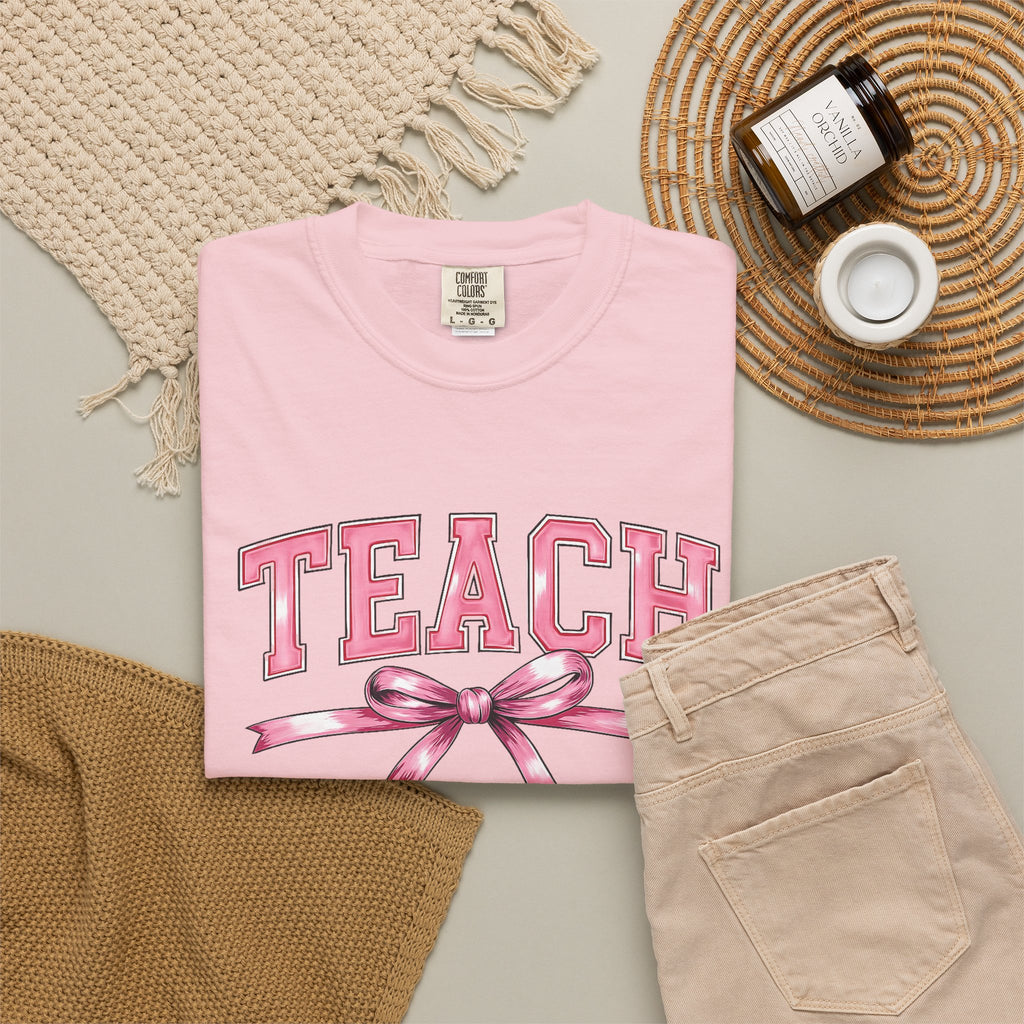 Teach Pink Bow Teacher T-Shirt