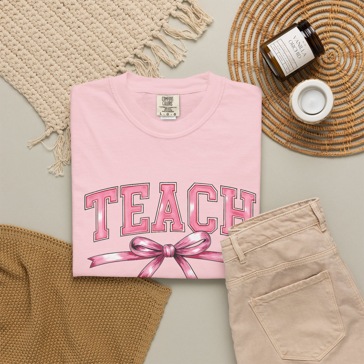 Teach Pink Bow Teacher T-Shirt