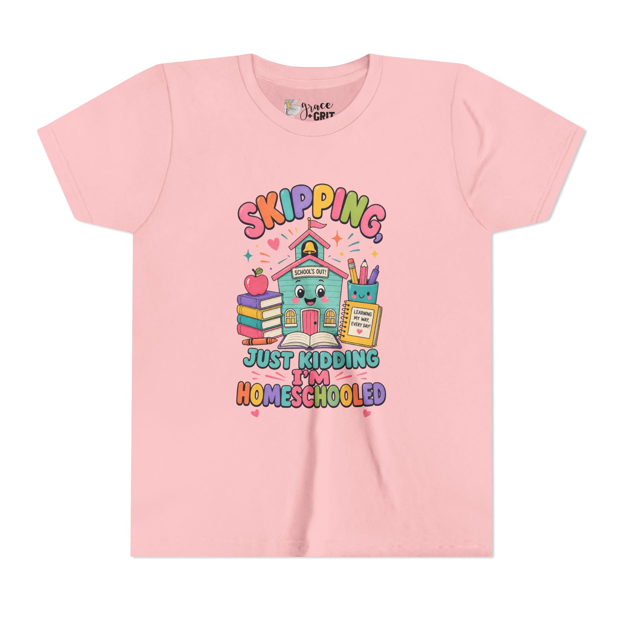 Youth Tee — "Skipping Just Kidding I'm Homeschooled" Cute Homeschooler Shirt