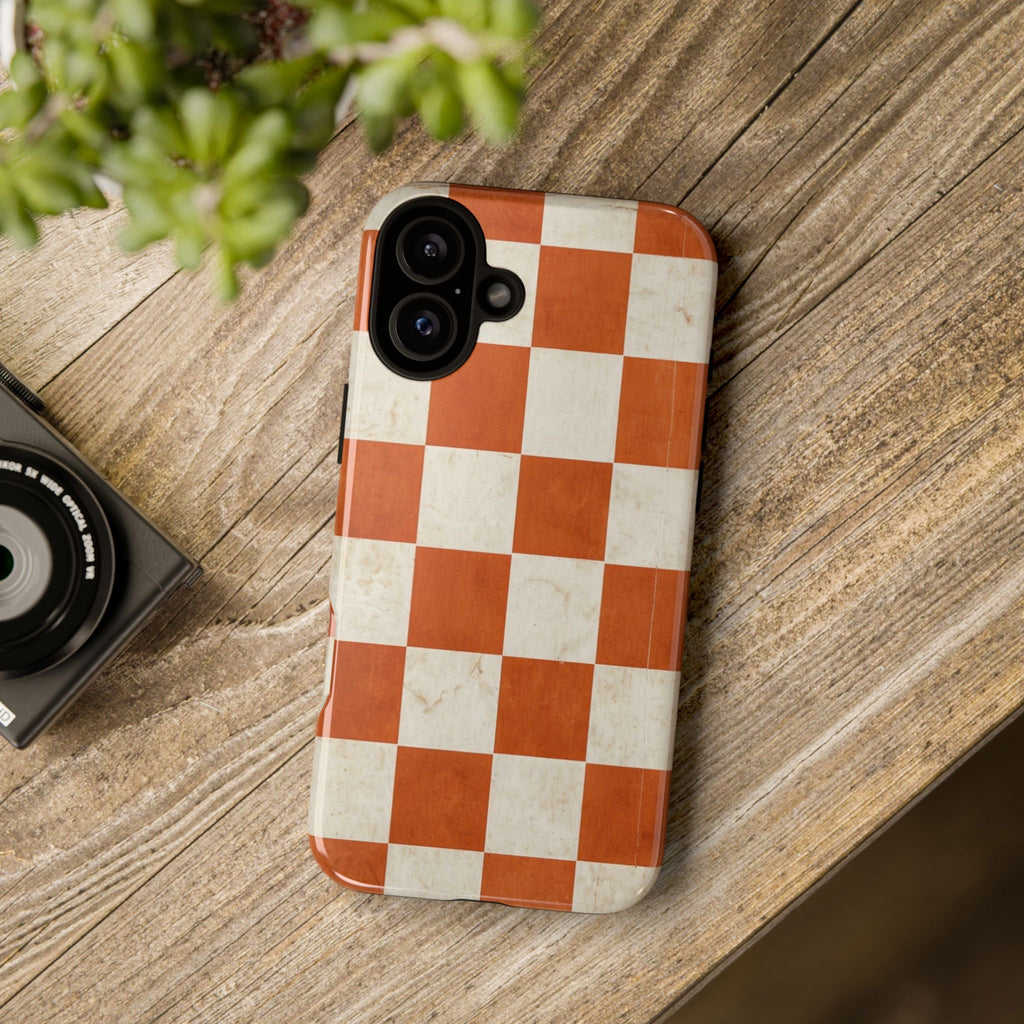 Vintage Orange Checkerboard Tough Phone Case