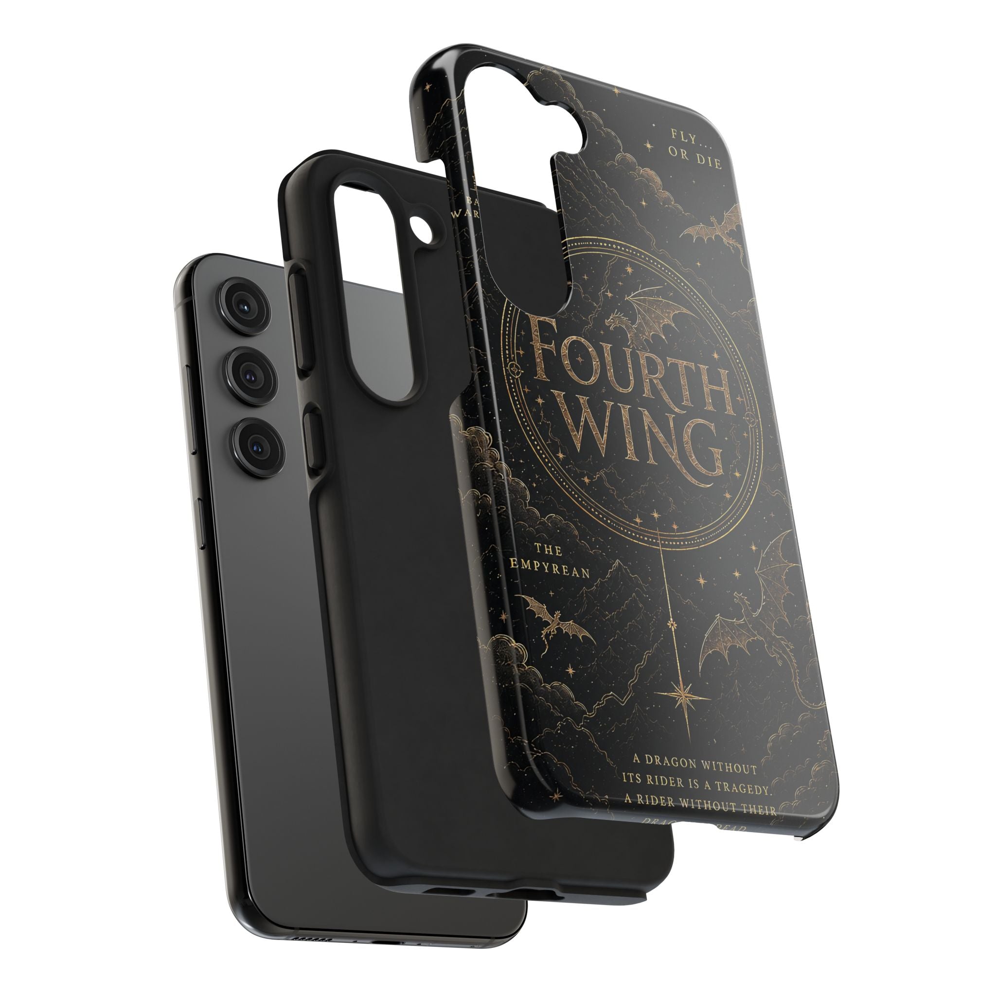 Fourth Wing Tough Phone Case — Dark Fantasy Dragon Design, 'Fly or Die' Quote