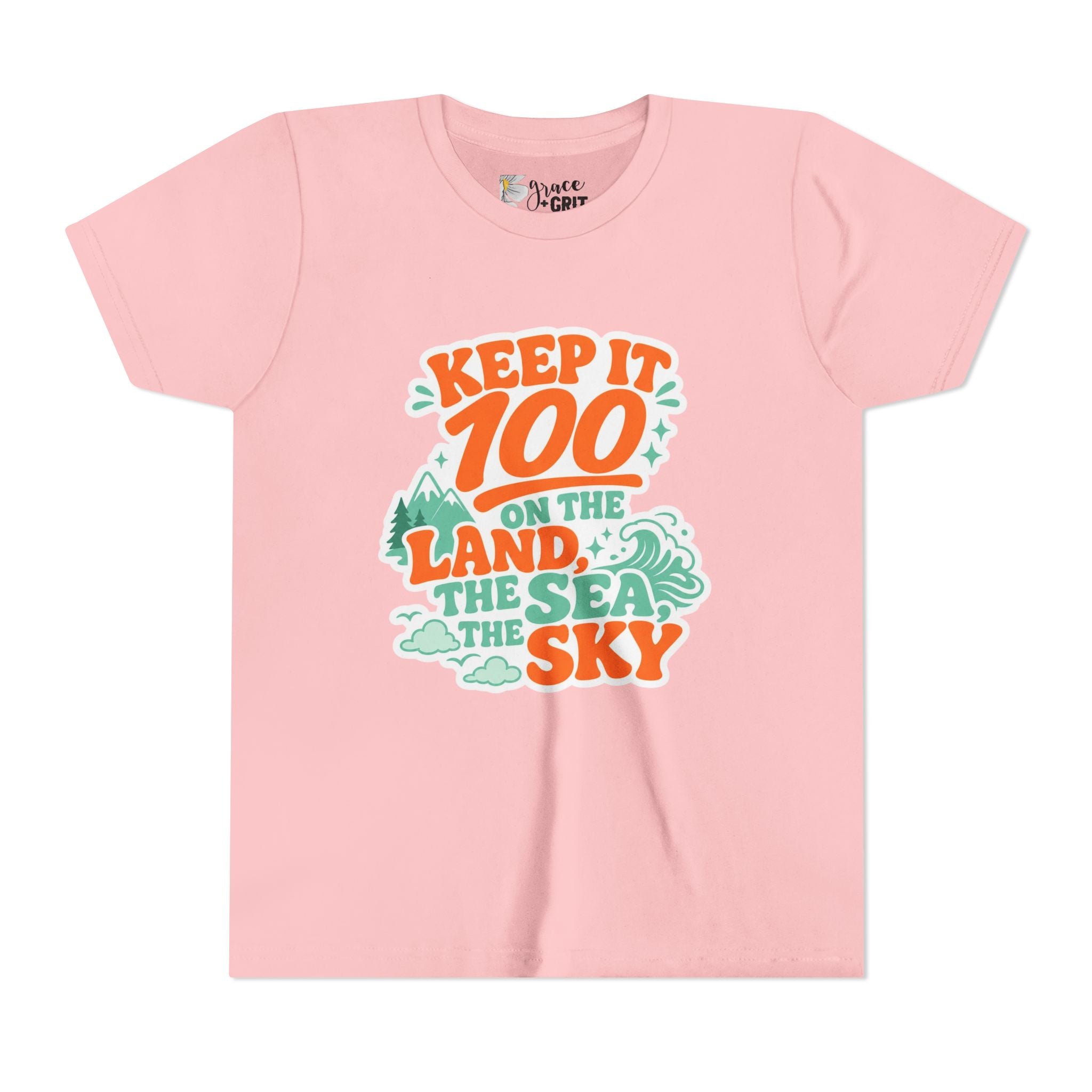 Keep It 100 on the Land the Sea the Sky Youth Tee | Adventure Nature Graphic
