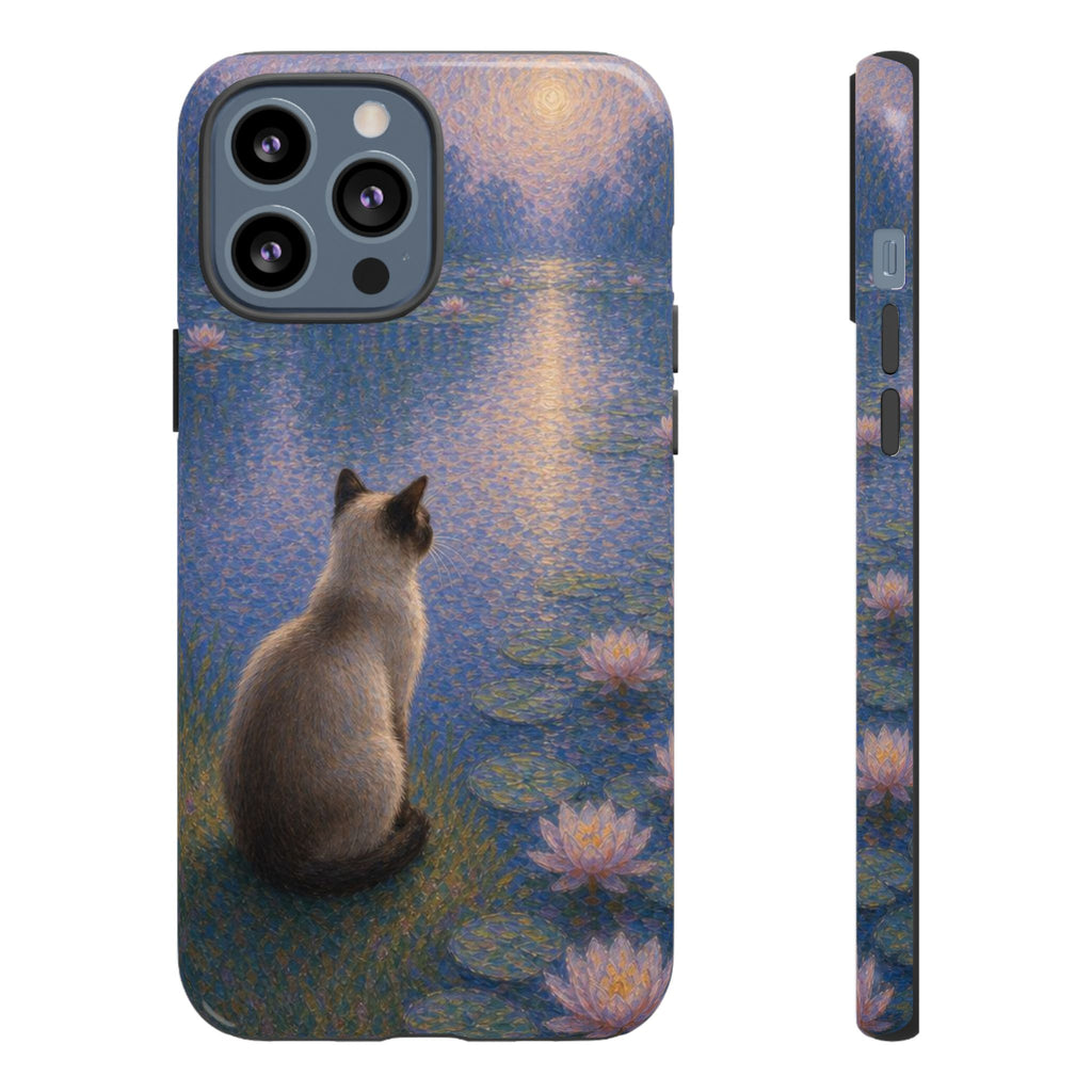Cat Moonlight Phone Case — Serene Siamese by Lily Pond