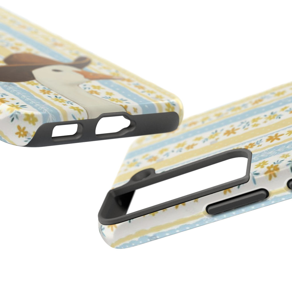 Cowboy Goose Tough Phone Case — Cute Farm Animal iPhone Case with Floral Stripes