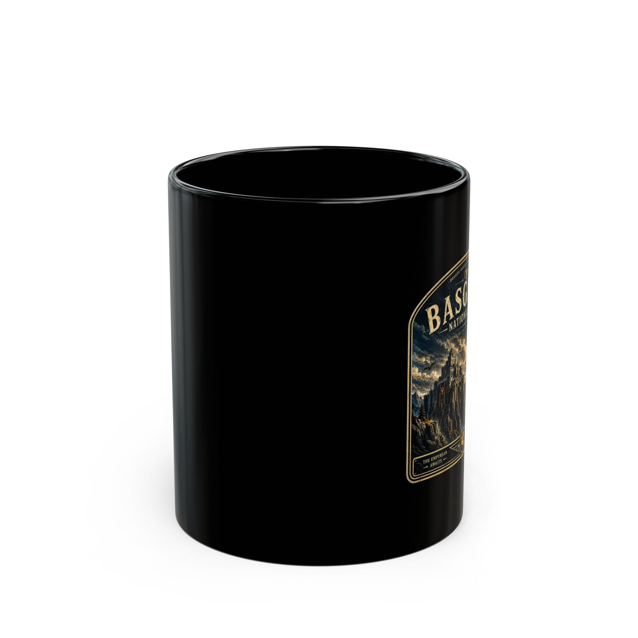 Basgiath National Park Black Mug – Vintage Mountain Landscape Coffee Cup (11oz/15oz)