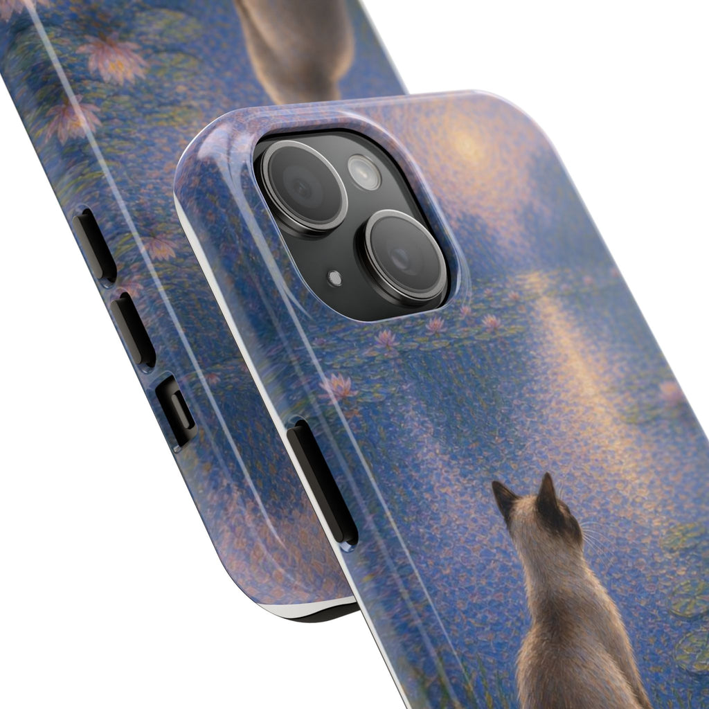 Siamese Cat by Moonlight Tough Phone Case – Waterlily Dream Protective Cover