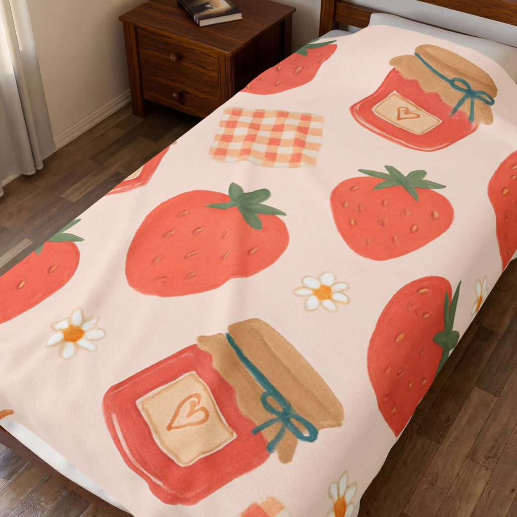 Strawberry Jam Velveteen Plush Blanket