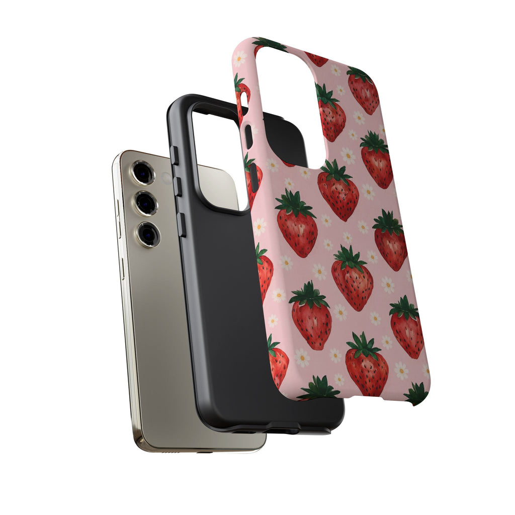 Strawberry Pattern Tough Case — Cute Pink Fruit Phone Case