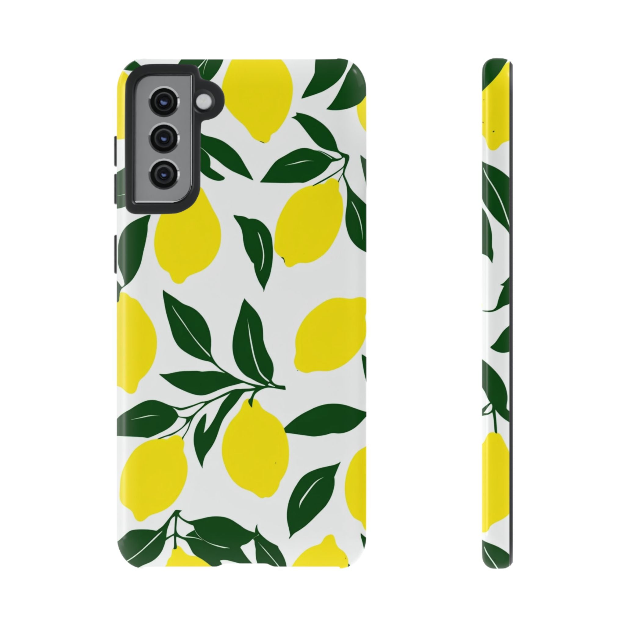 Lemon Pattern Tough Phone Case — Bright Citrus Protective Cover
