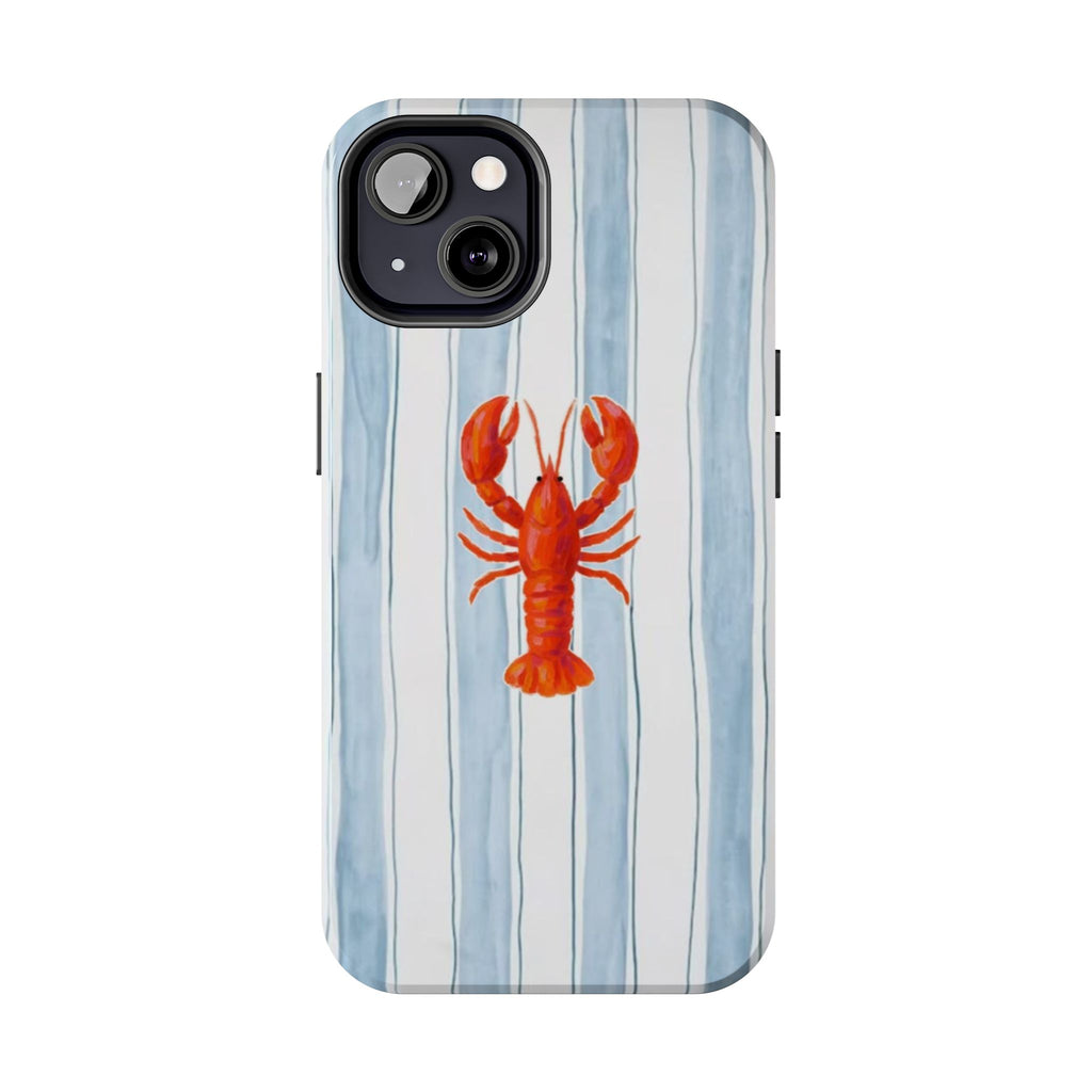 Lobster Stripe Tough Phone Case — Coastal Nautical Protective Cover