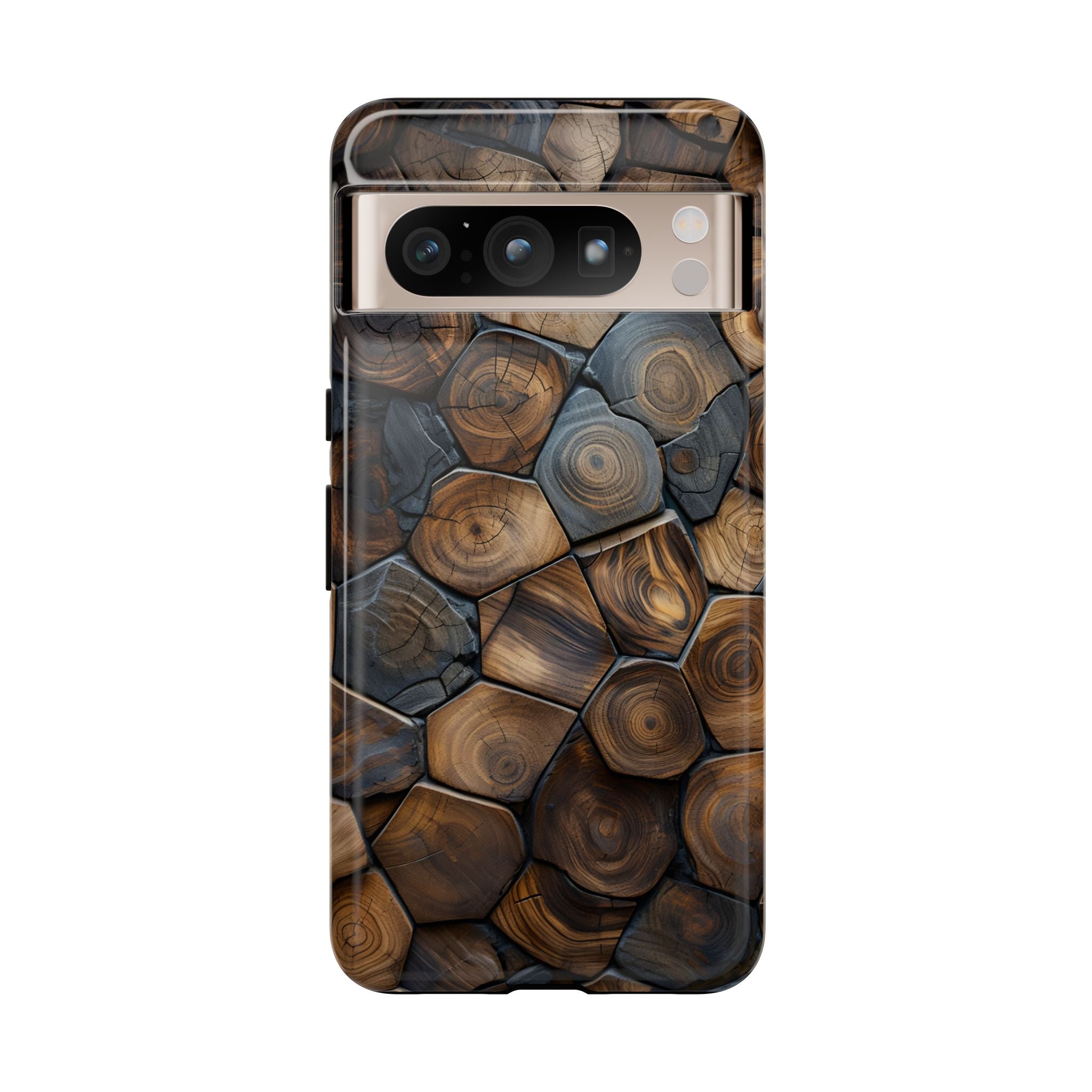 Wood Grain Hex Phone Case — Rustic Geometric iPhone Protection