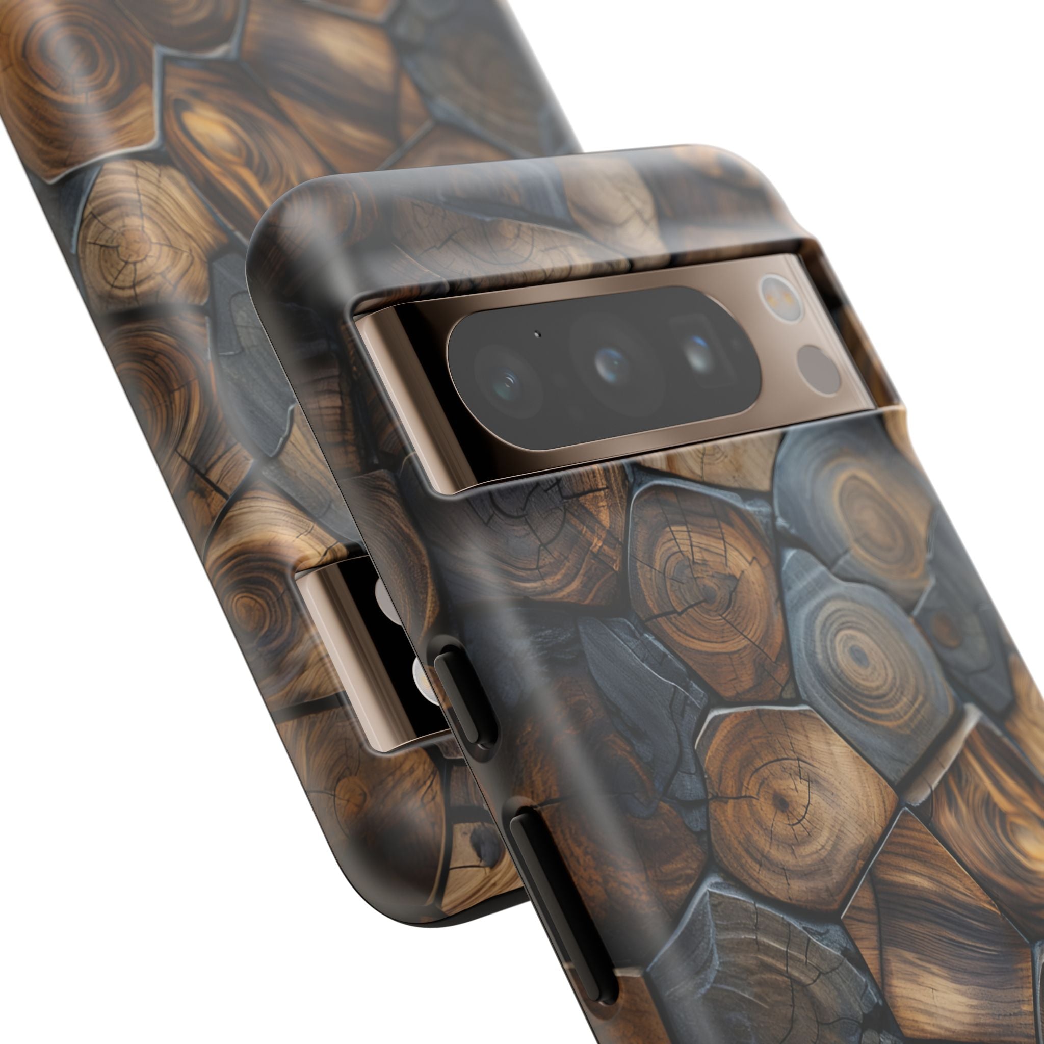 Wood Grain Hex Phone Case — Rustic Geometric iPhone Protection
