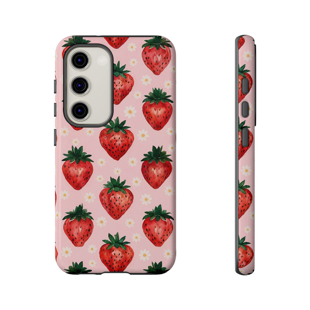 Strawberry Pattern Tough Case — Cute Pink Fruit Phone Case