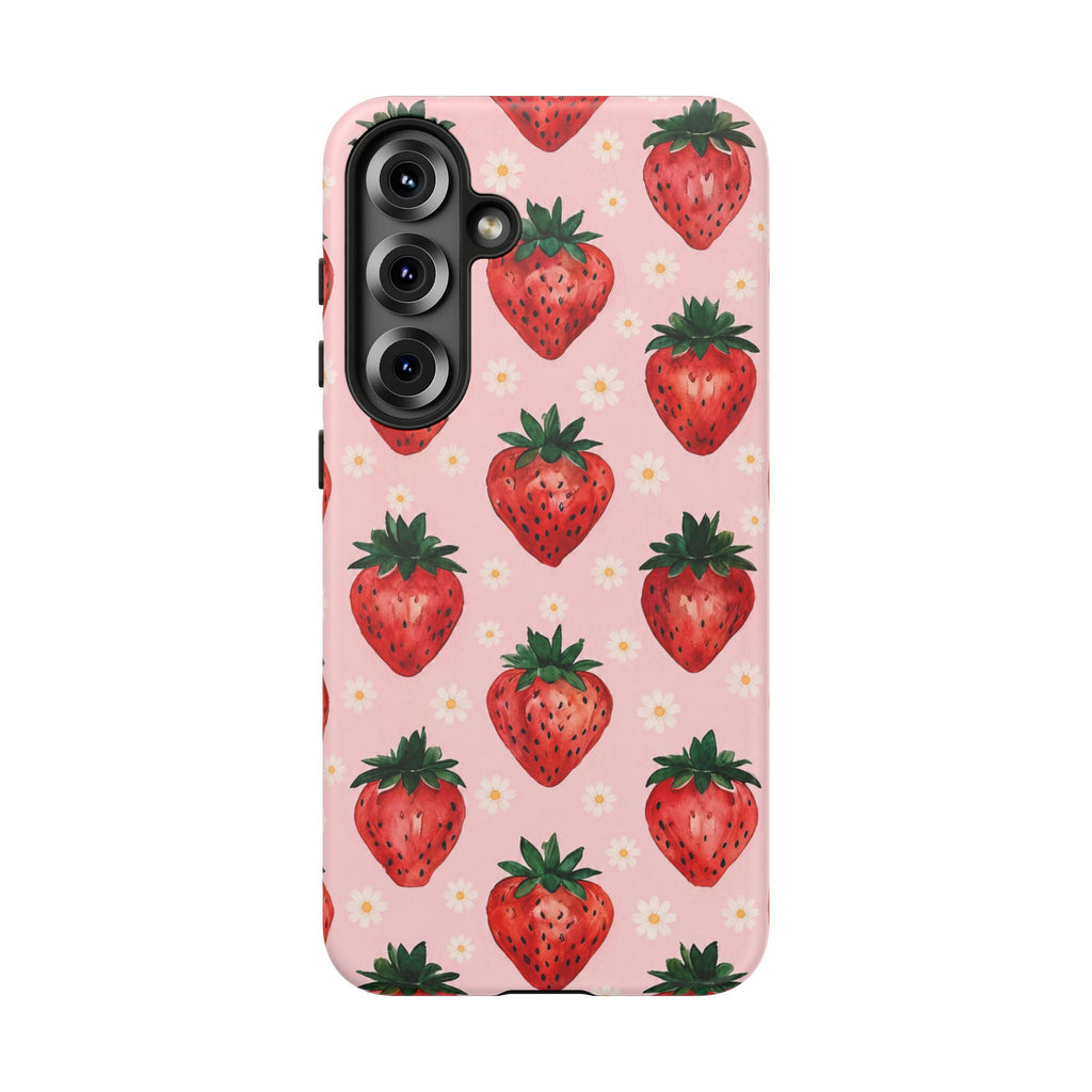 Strawberry Pattern Tough Case — Cute Pink Fruit Phone Case