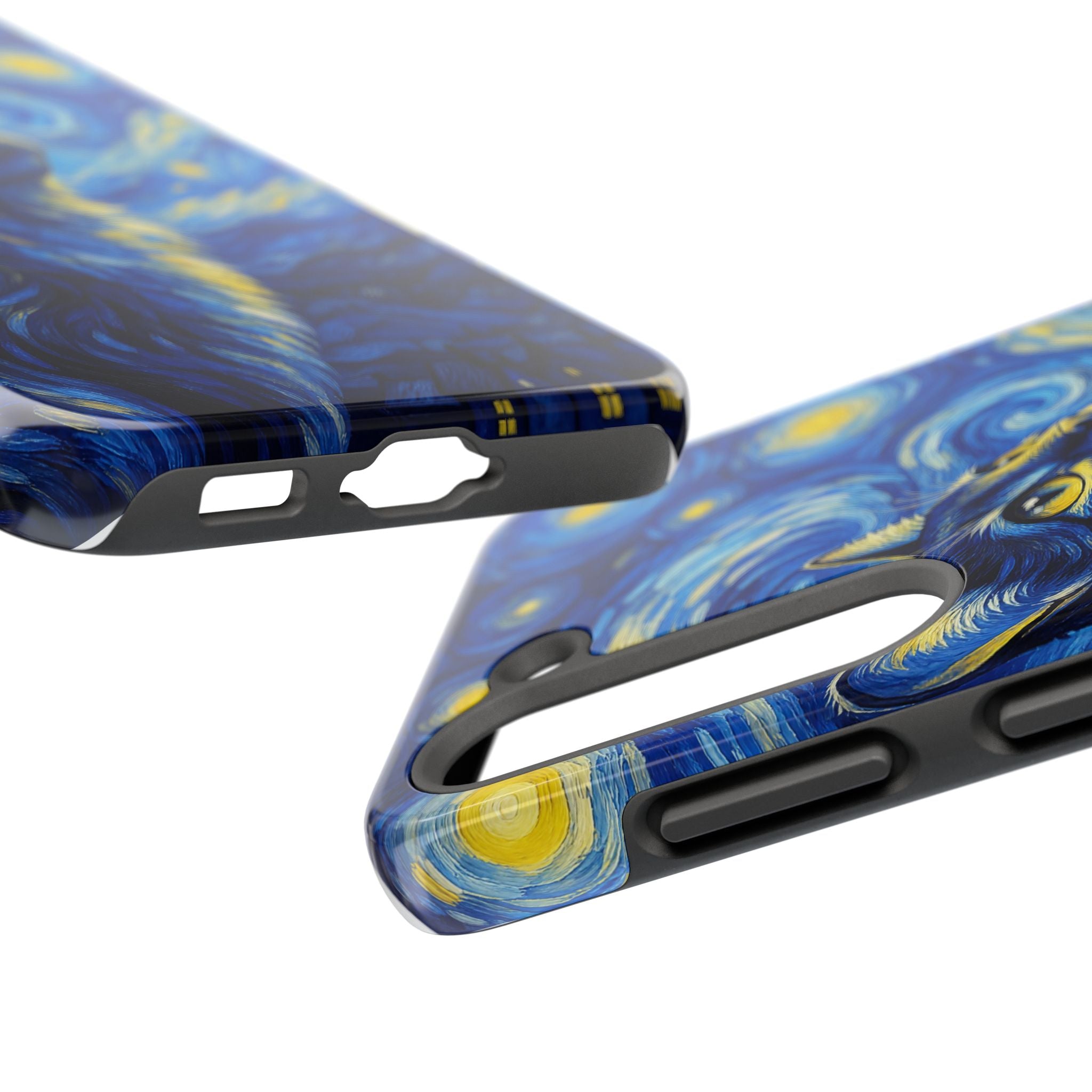 Starry Night Cat Tough Phone Case — Van Gogh Style Galaxy Kitten Protective Cover