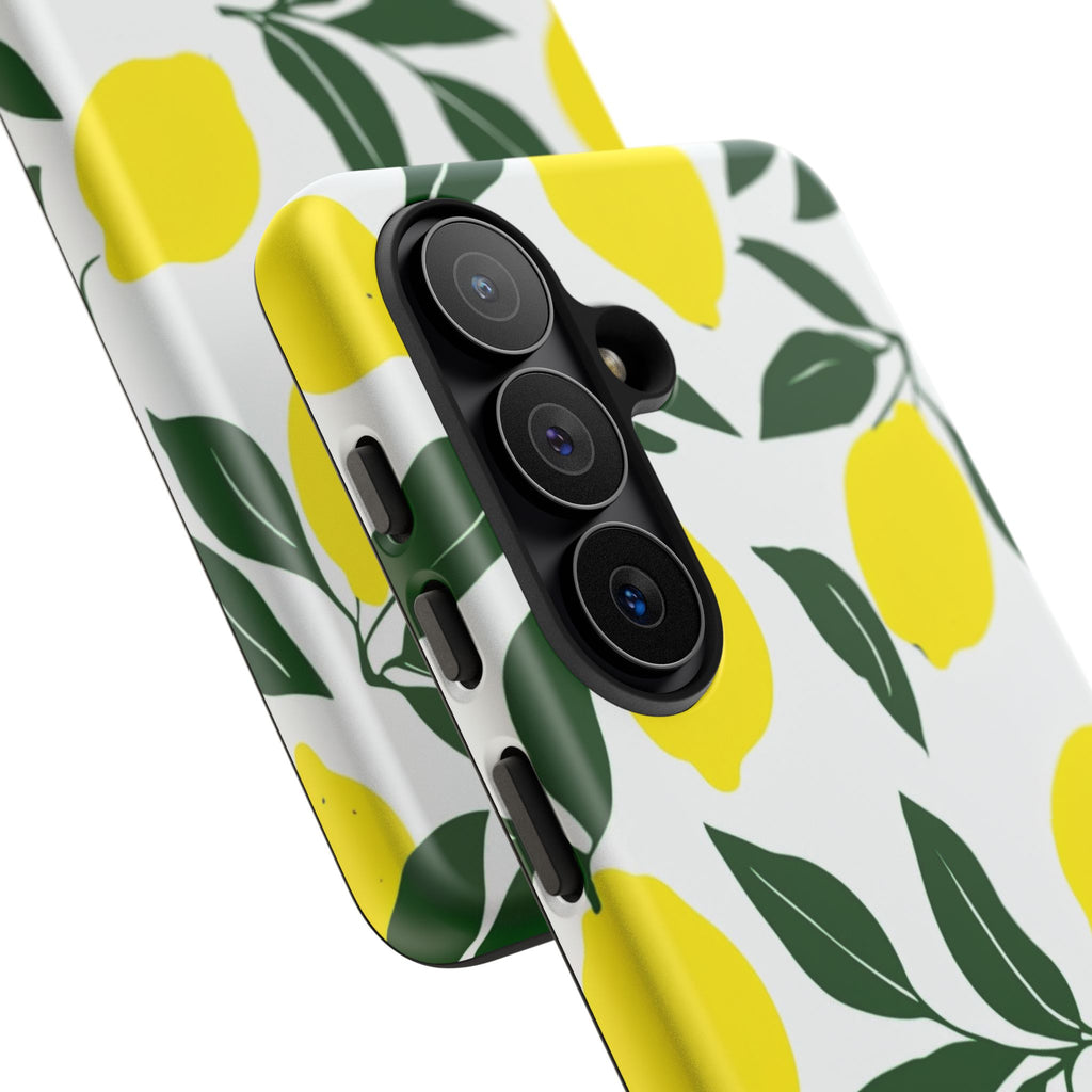 Lemon Pattern Tough Phone Case — Bright Citrus Protective Cover