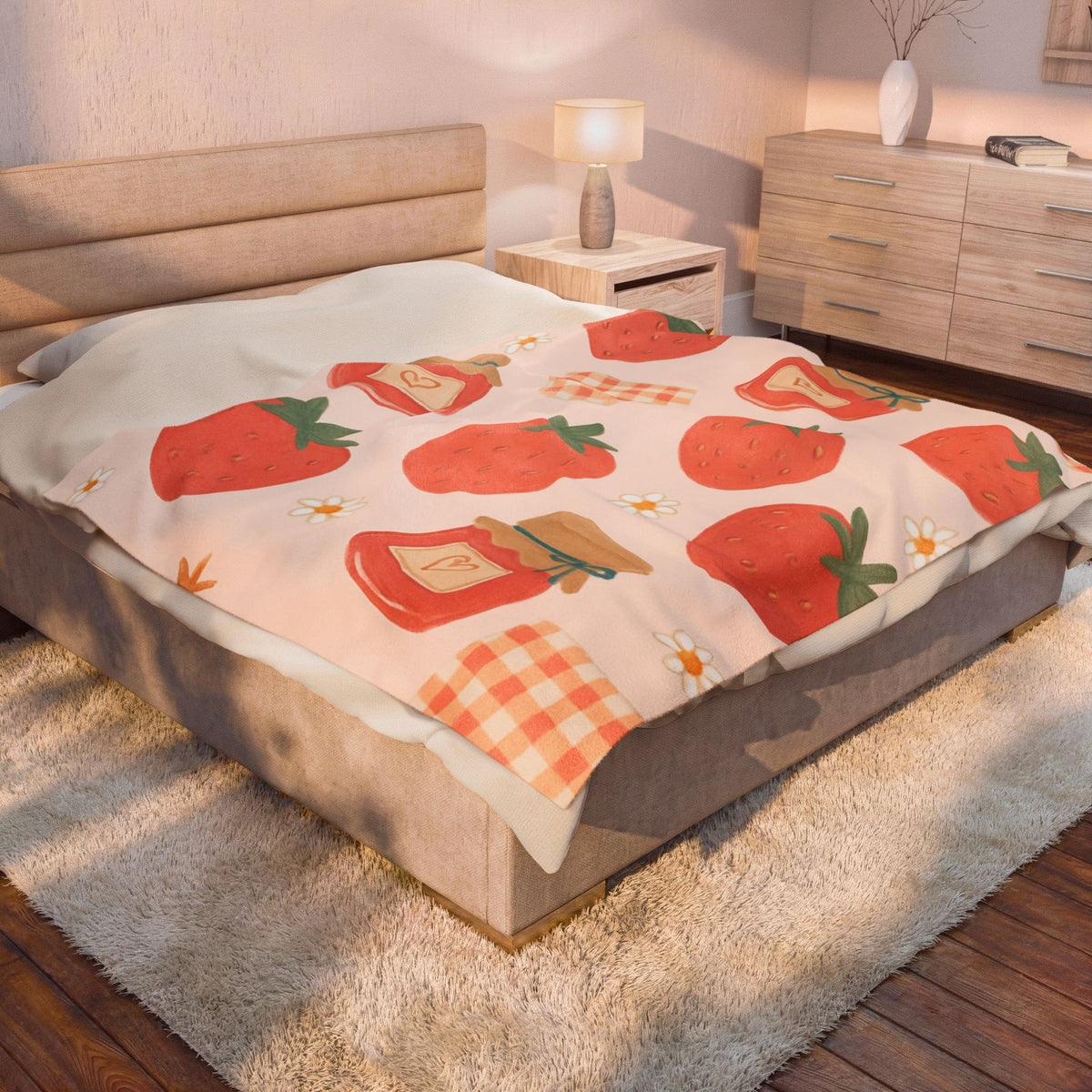 Strawberry Jam Velveteen Plush Blanket