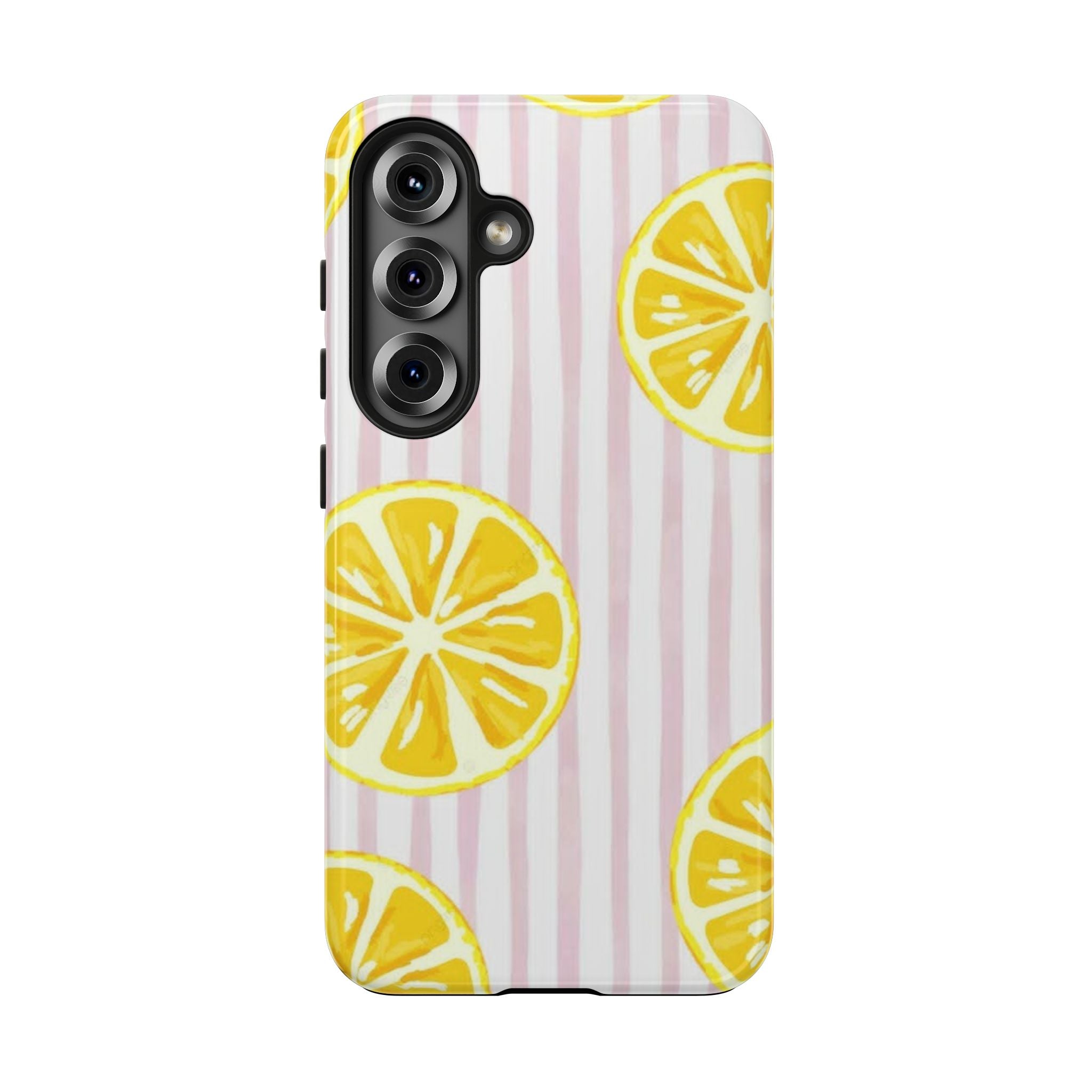 Lemon Slice Tough Phone Case — Pink Stripe Summer Protective Cover