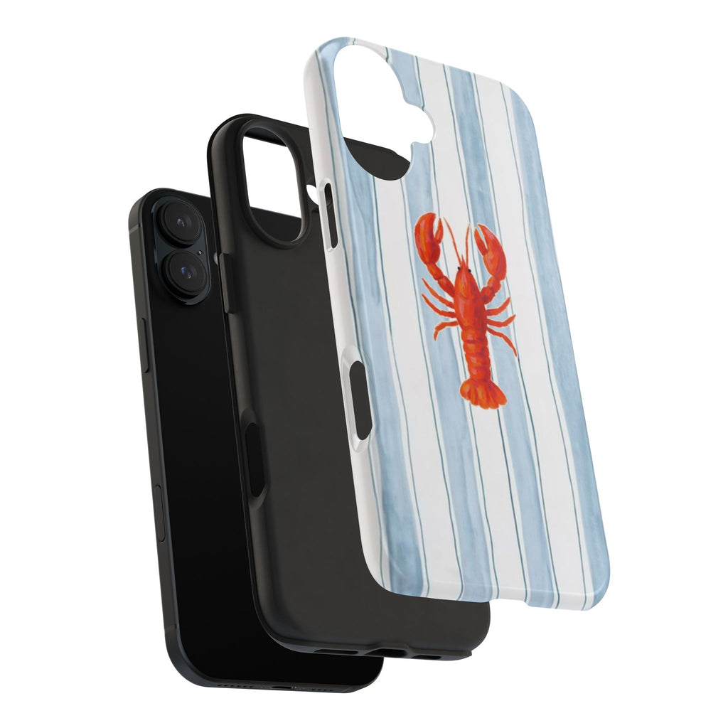 Lobster Stripe Tough Phone Case — Coastal Nautical Protective Cover