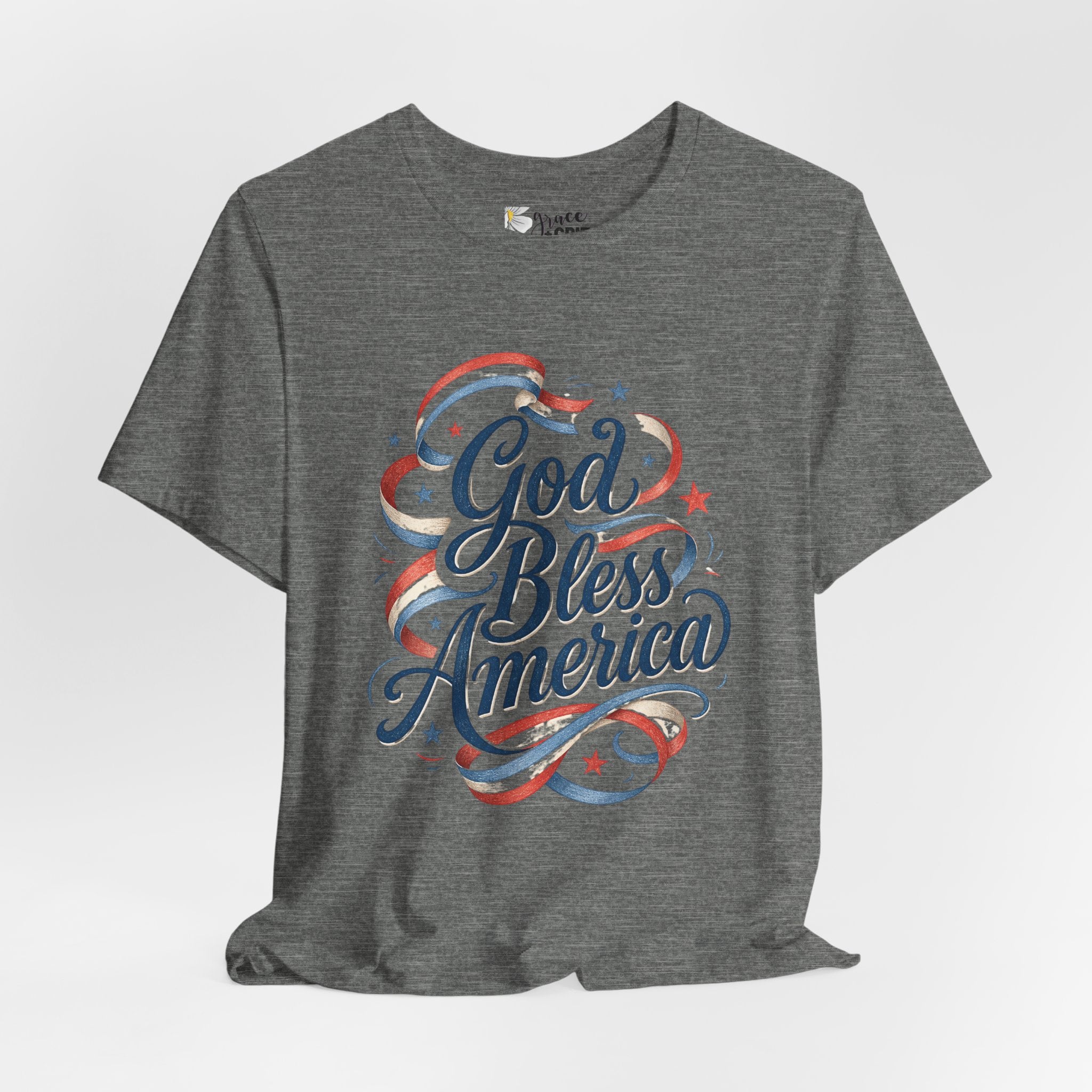 God Bless America T-Shirt — Patriotic Vintage Script Tee for 4th of July