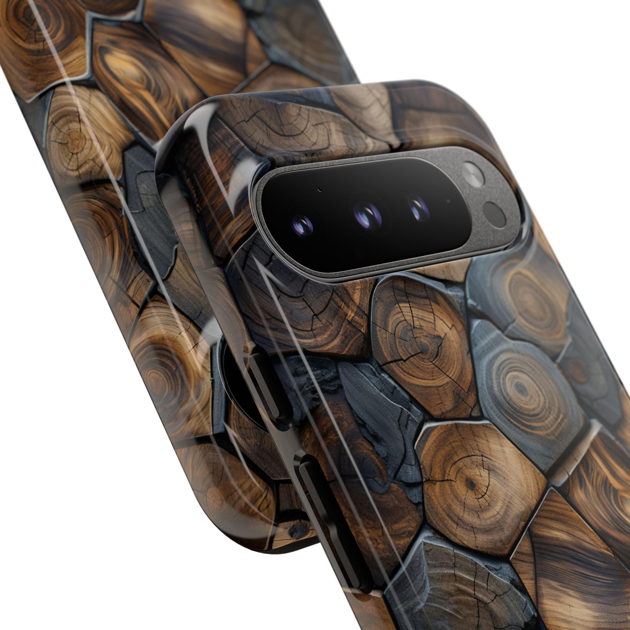 Wood Grain Hex Phone Case — Rustic Geometric iPhone Protection