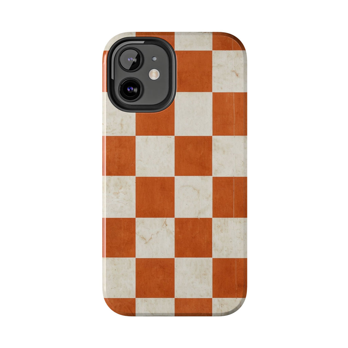 Orange and Cream Checkerboard Tough Phone Case