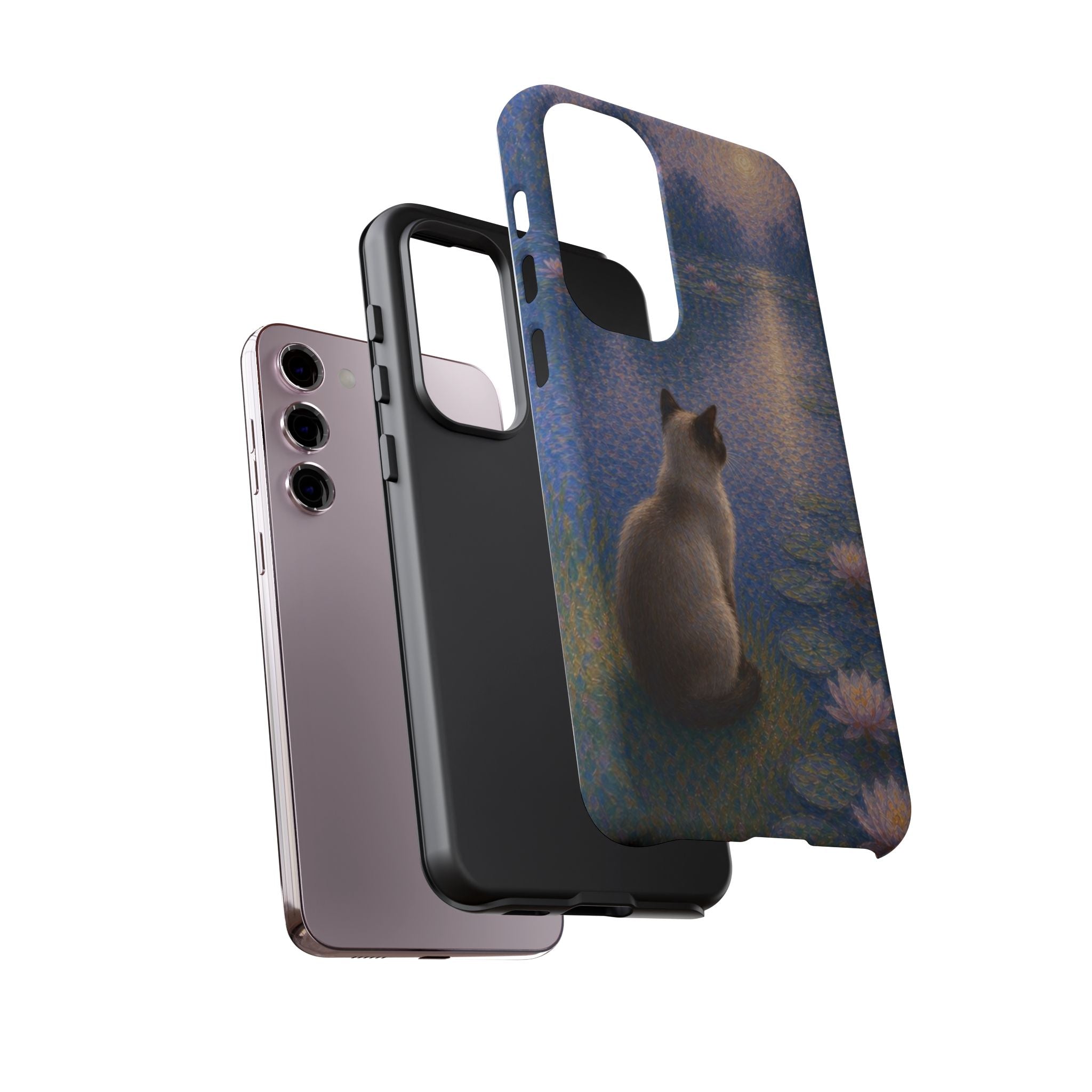 Cat Moonlight Phone Case — Serene Siamese by Lily Pond